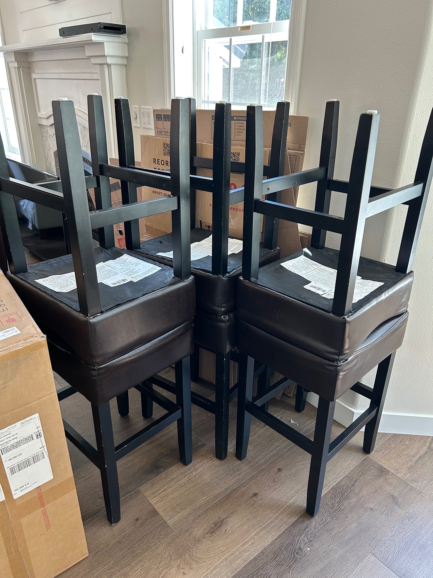 Dark Brown Leatherette Counter Height Bar Stool
