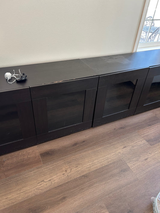 IKEA BESTÅ Double Door Cabinet – Dark Brown with Glass Doors