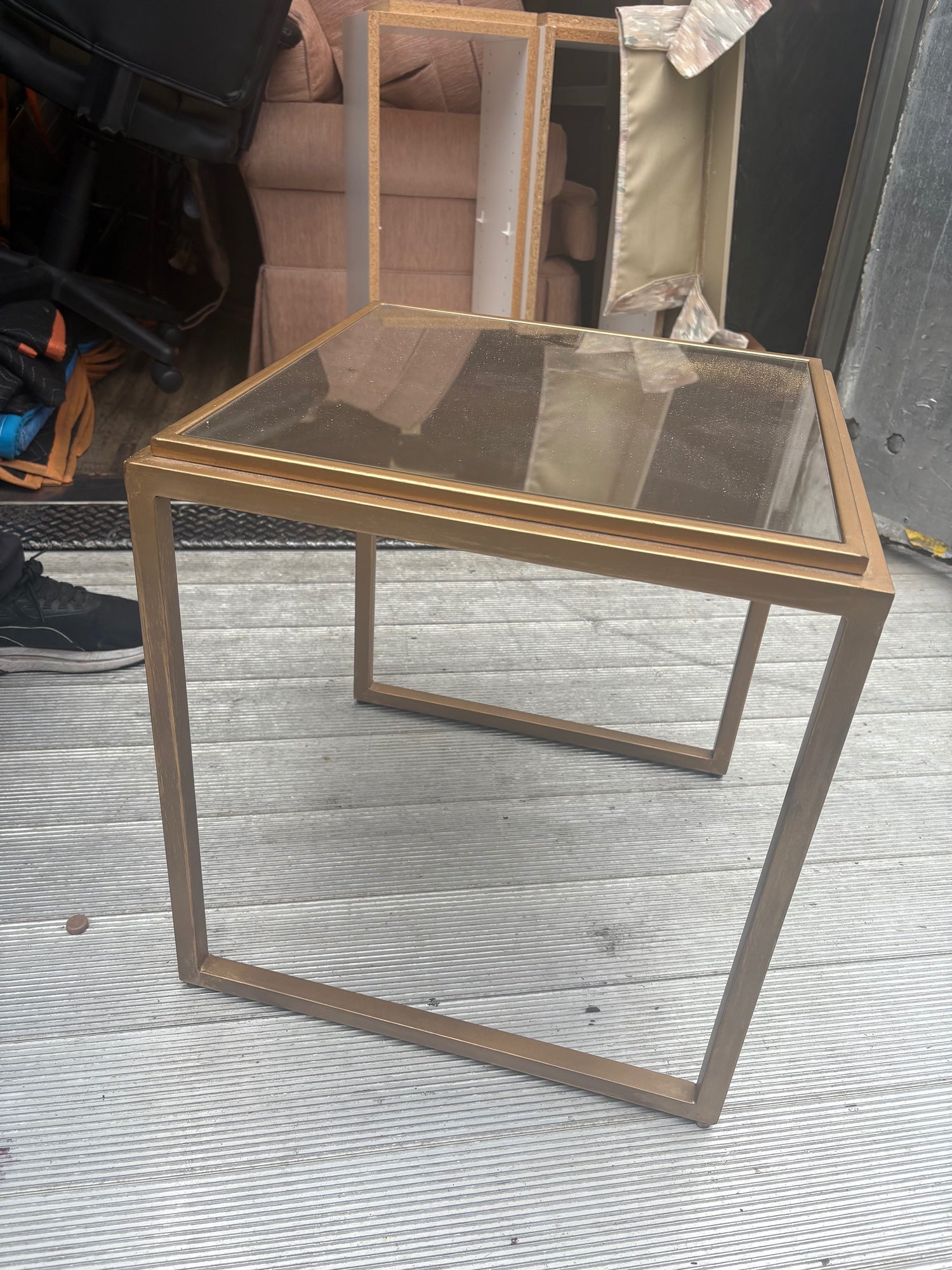 Pier 1 Imports Gold Metal & Glass Accent Side Table