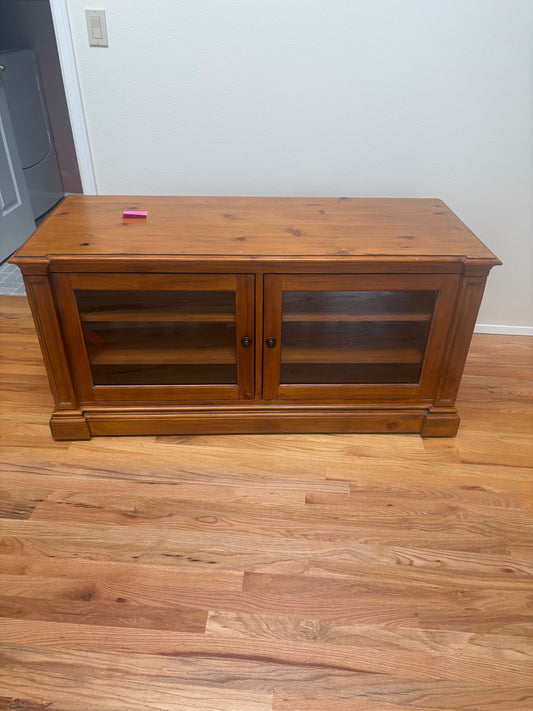Rustic Wood Media Console with Glass Doors
