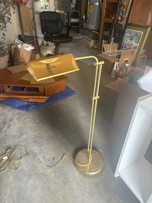 Mid-Century Modern Brass Swing Arm Floor Lamp