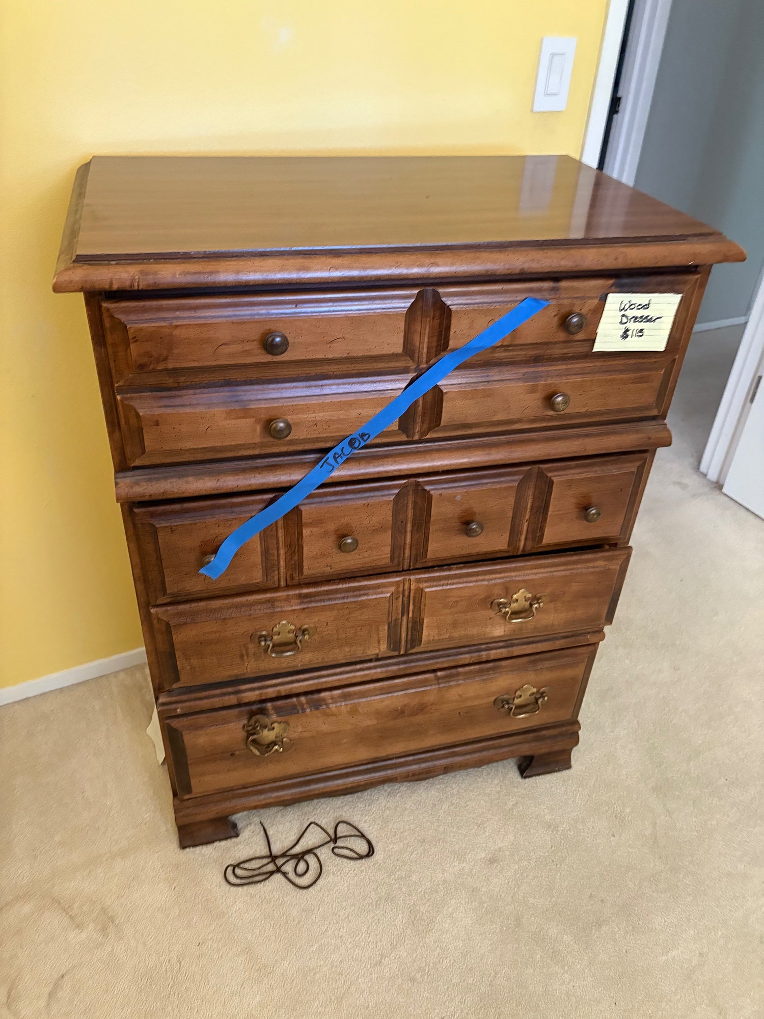 Rustic Wood Four Drawer Dresser
