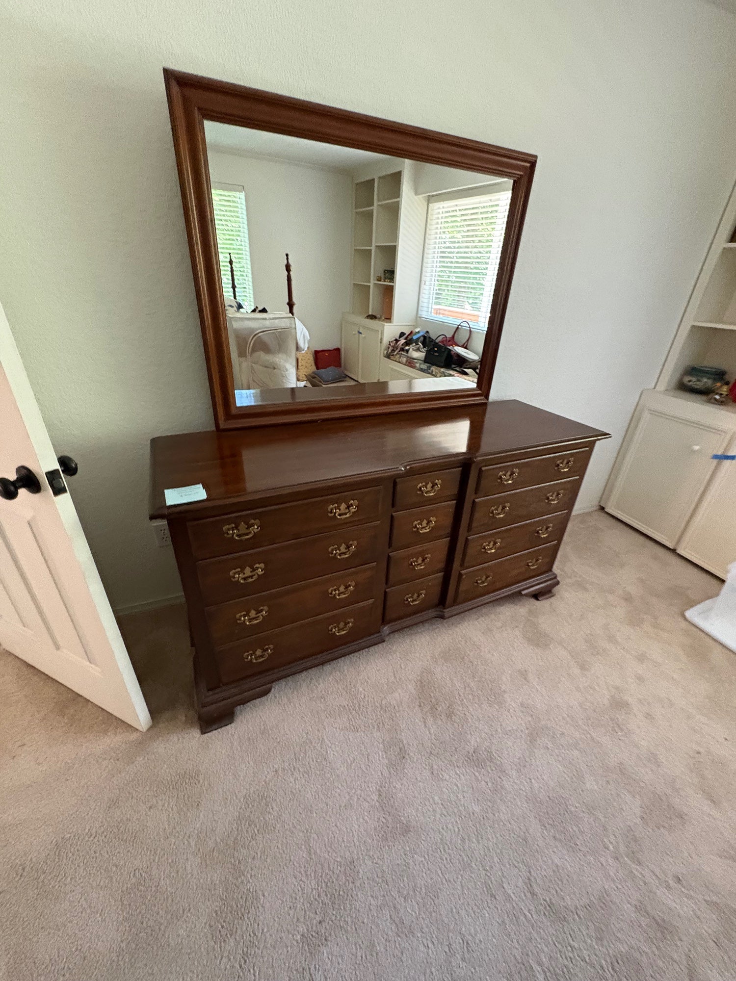 Pennsylvania House Dark Wood Eight-Drawer Dresser with Mirror