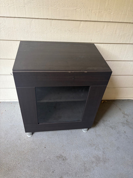 IKEA BESTÅ Cabinet with Glass Door – Dark Brown, Silver Legs