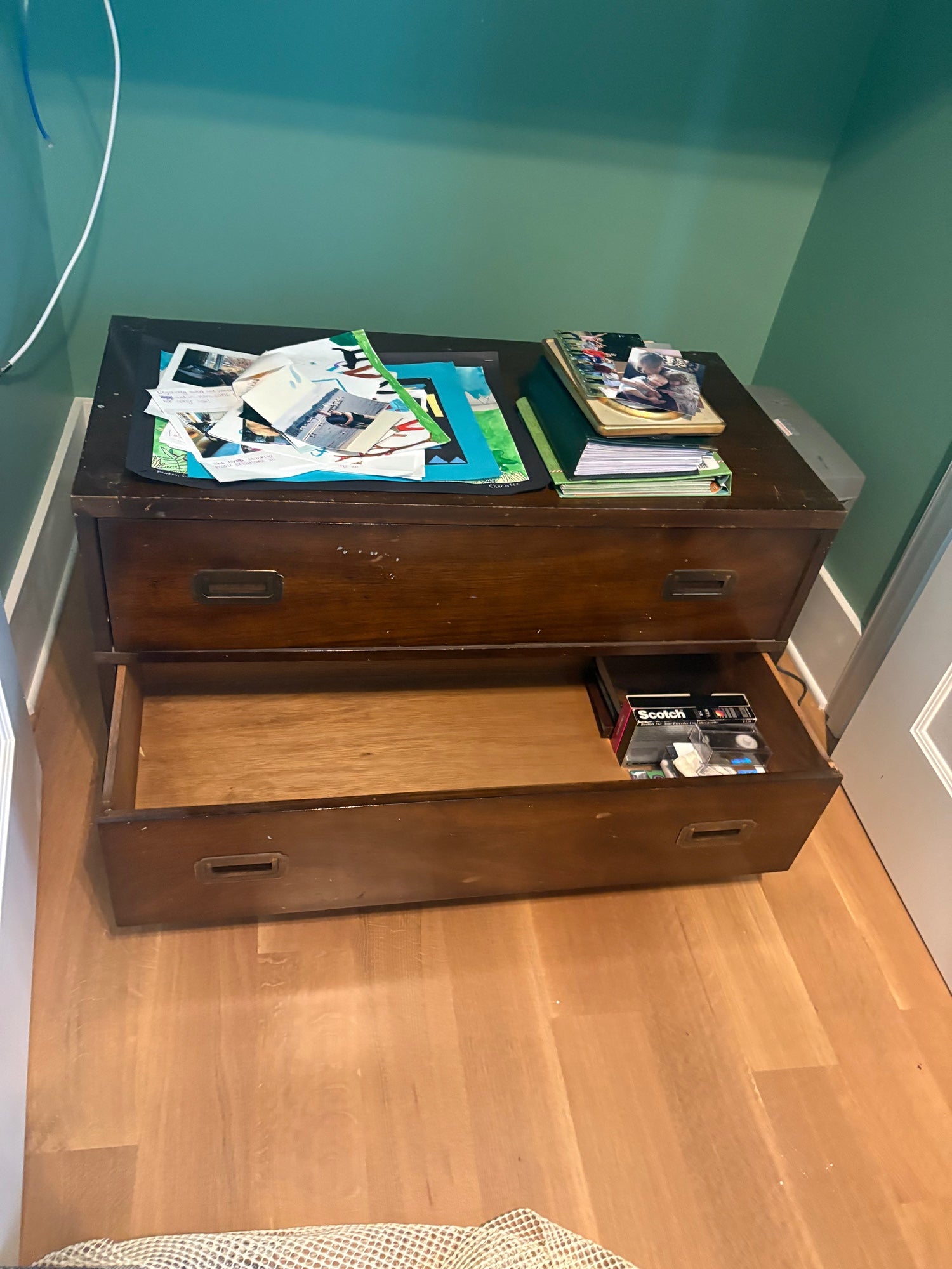 Vintage Wood Two-Drawer Chest