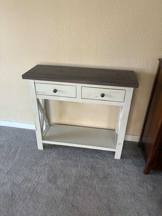 Charming Two-Drawer Console Table with Dark Top