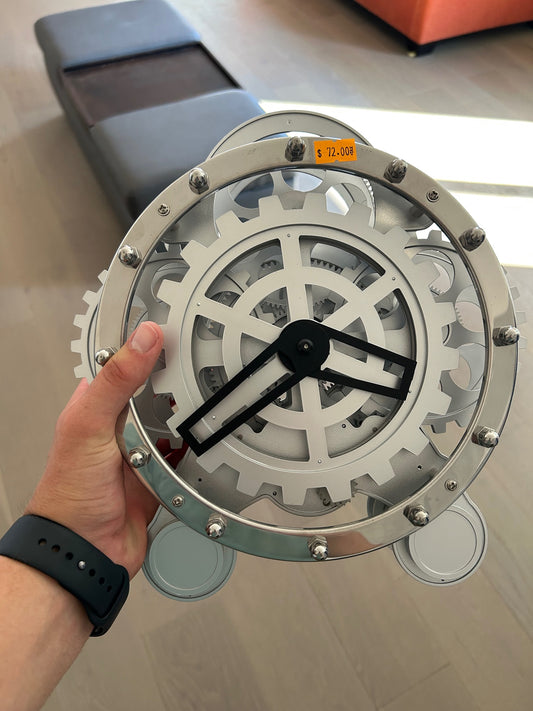 Modern Gear Wall Clock with Chrome Accents