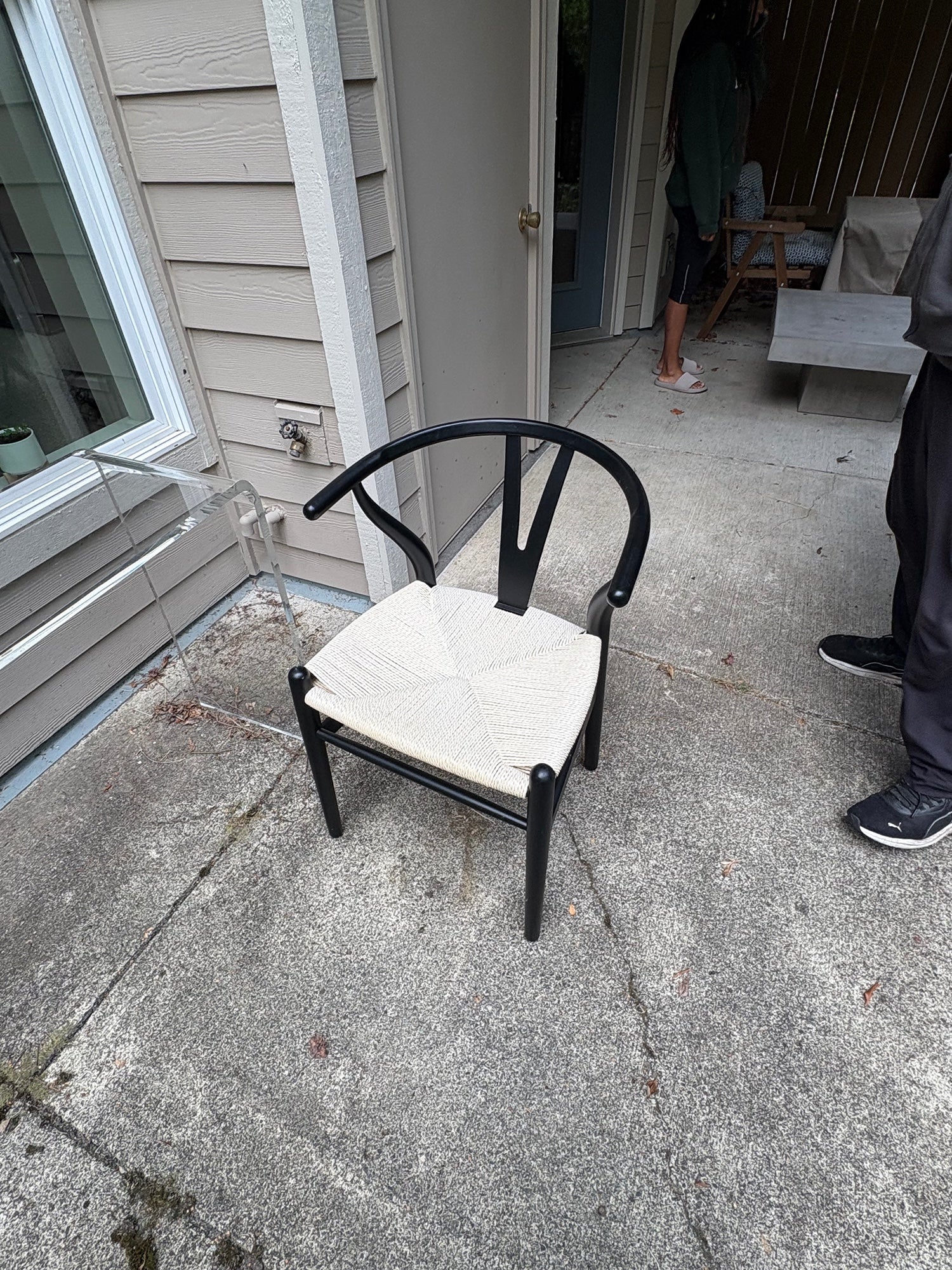 Modern Grey Woven Chair with Black Frame