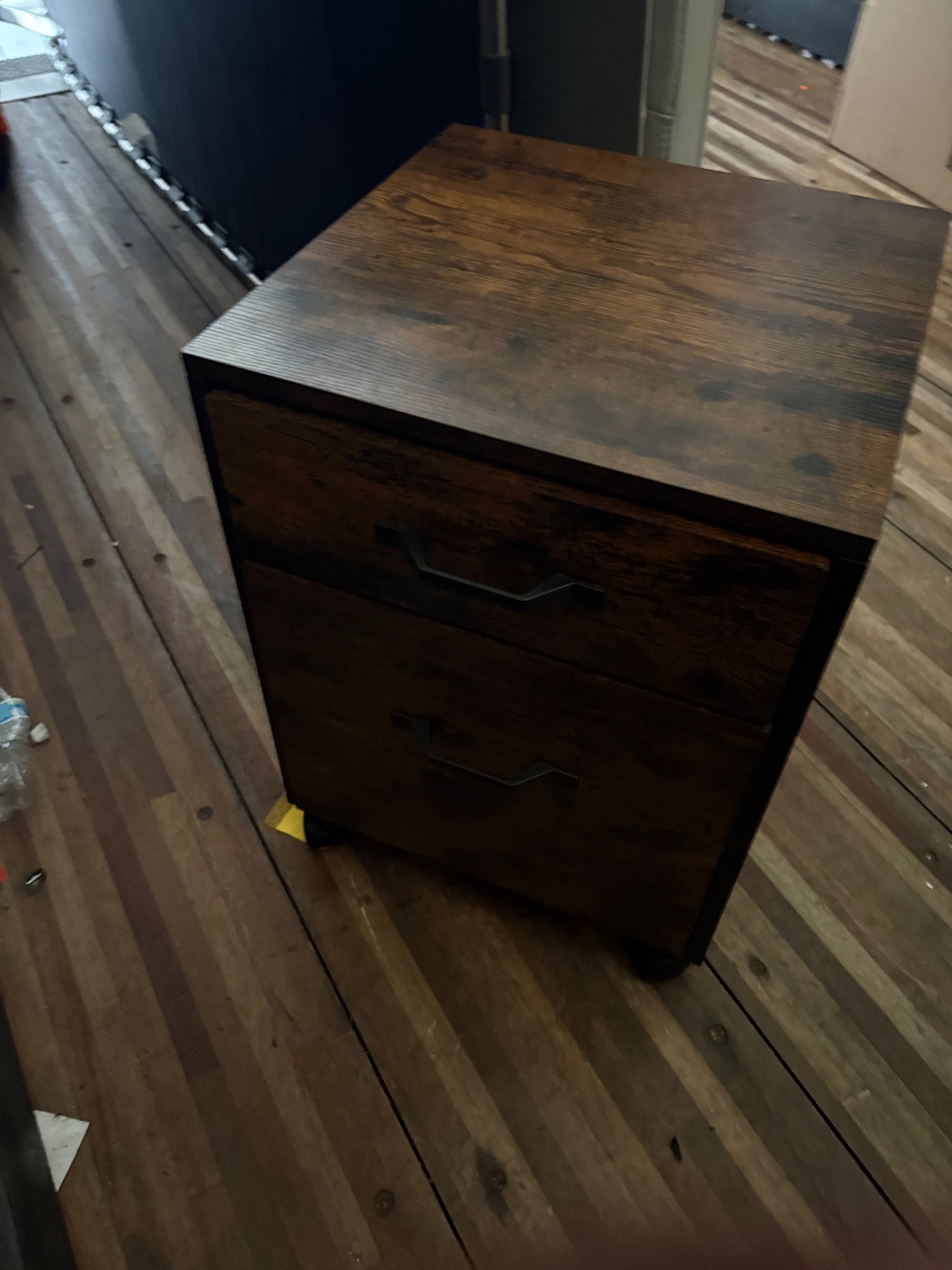 Rustic Two-Drawer Wood Nightstand
