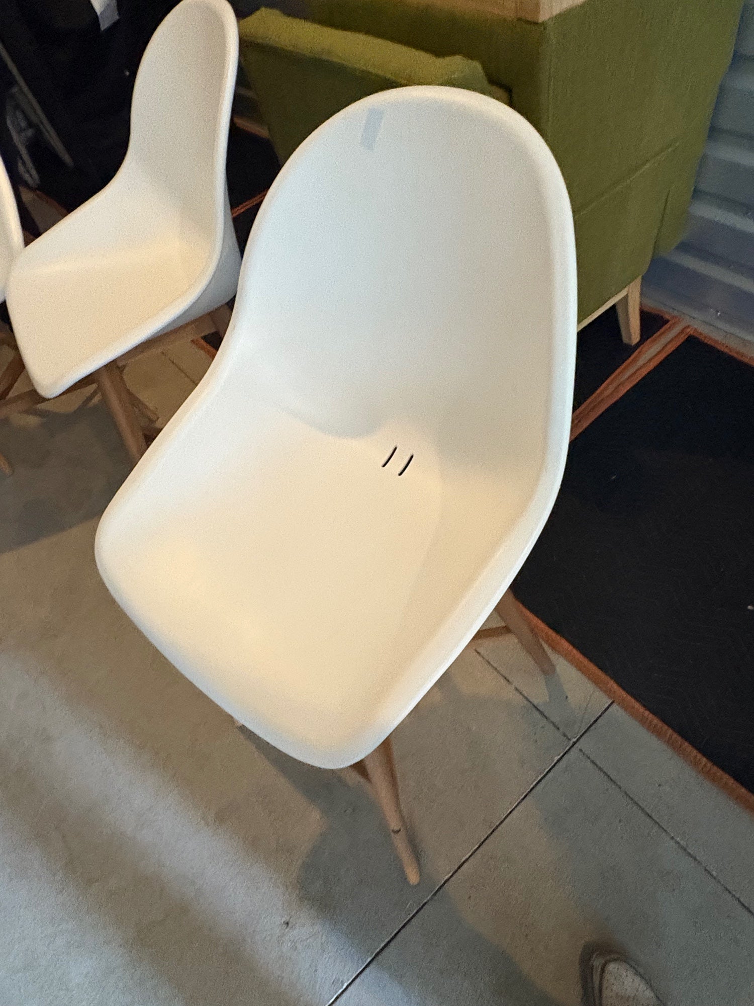 IKEA White Plastic Dining Chair with Light Wood Legs