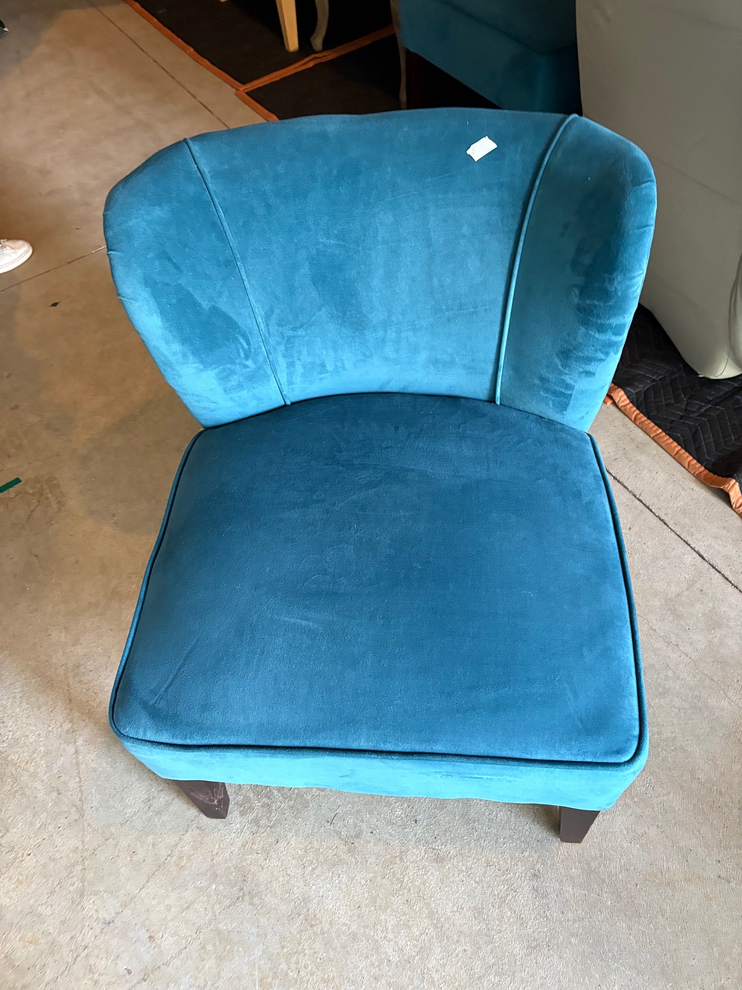 Teal Velvet Club Chair with Dark Wood Legs