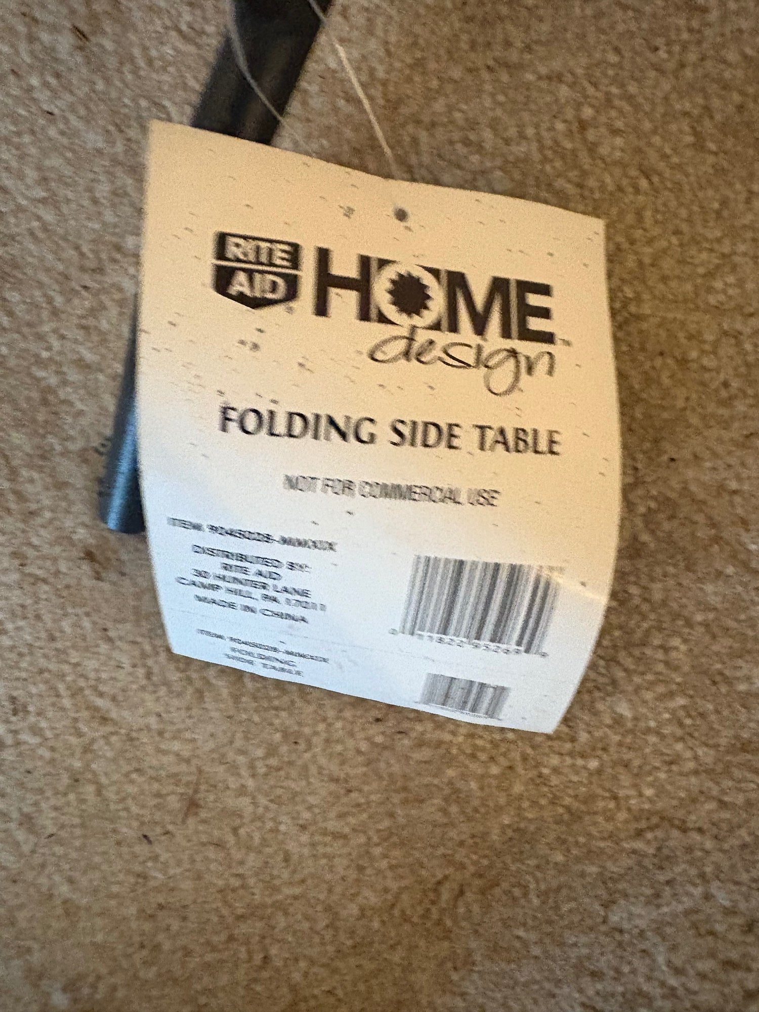 Rite Aid Home Design Folding Side Table with Glass Top