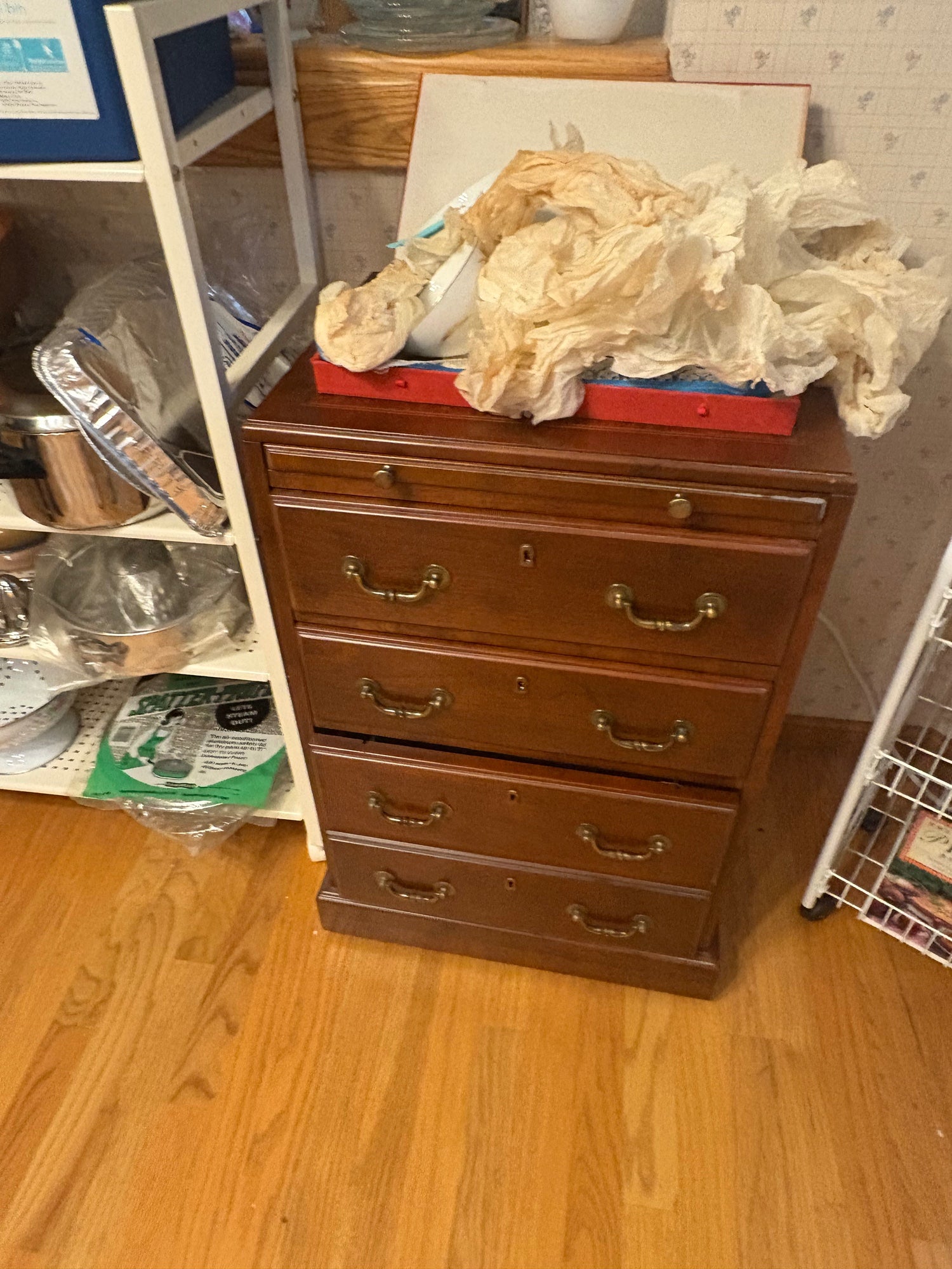 Four-Drawer Hardwood Chest on Wheels