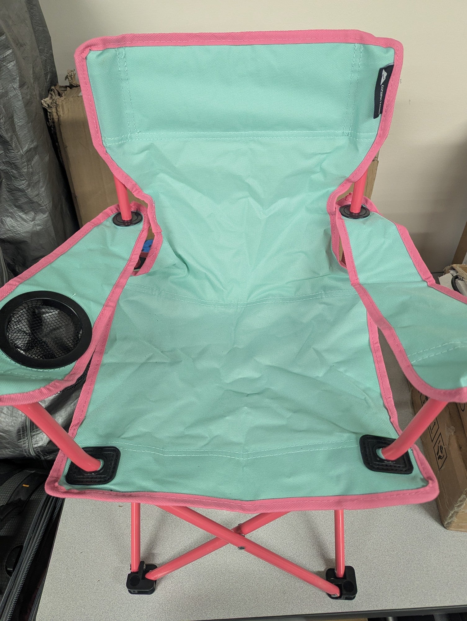 Ozark Trail Kids' Portable Folding Chair – Mint Green with Pink Accents