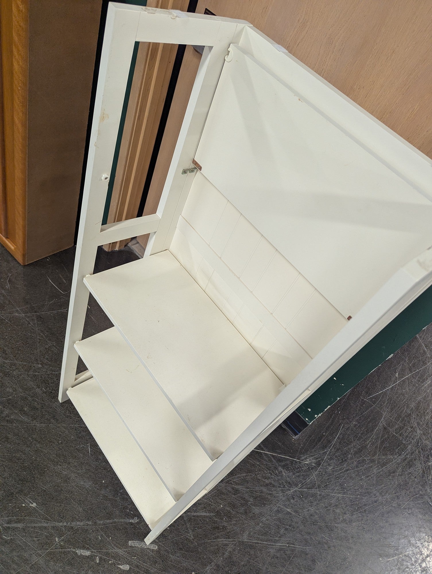 Four-Shelf White Wooden Bookcase