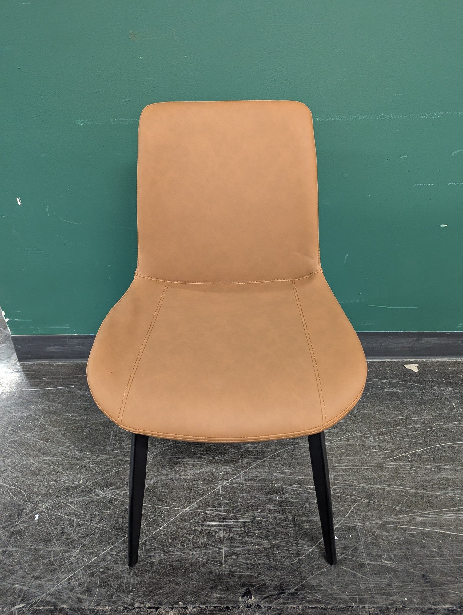 Set of Modern Tan Leatherette Dining Chair with Black Legs