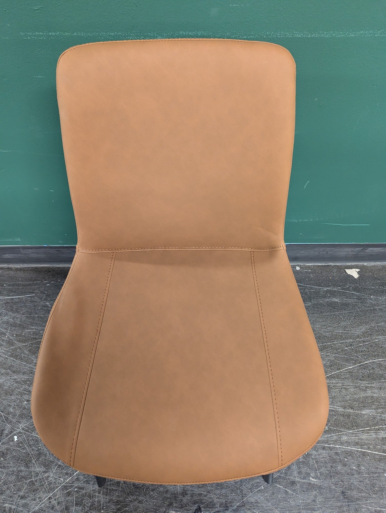 Set of Modern Tan Leatherette Dining Chair with Black Legs