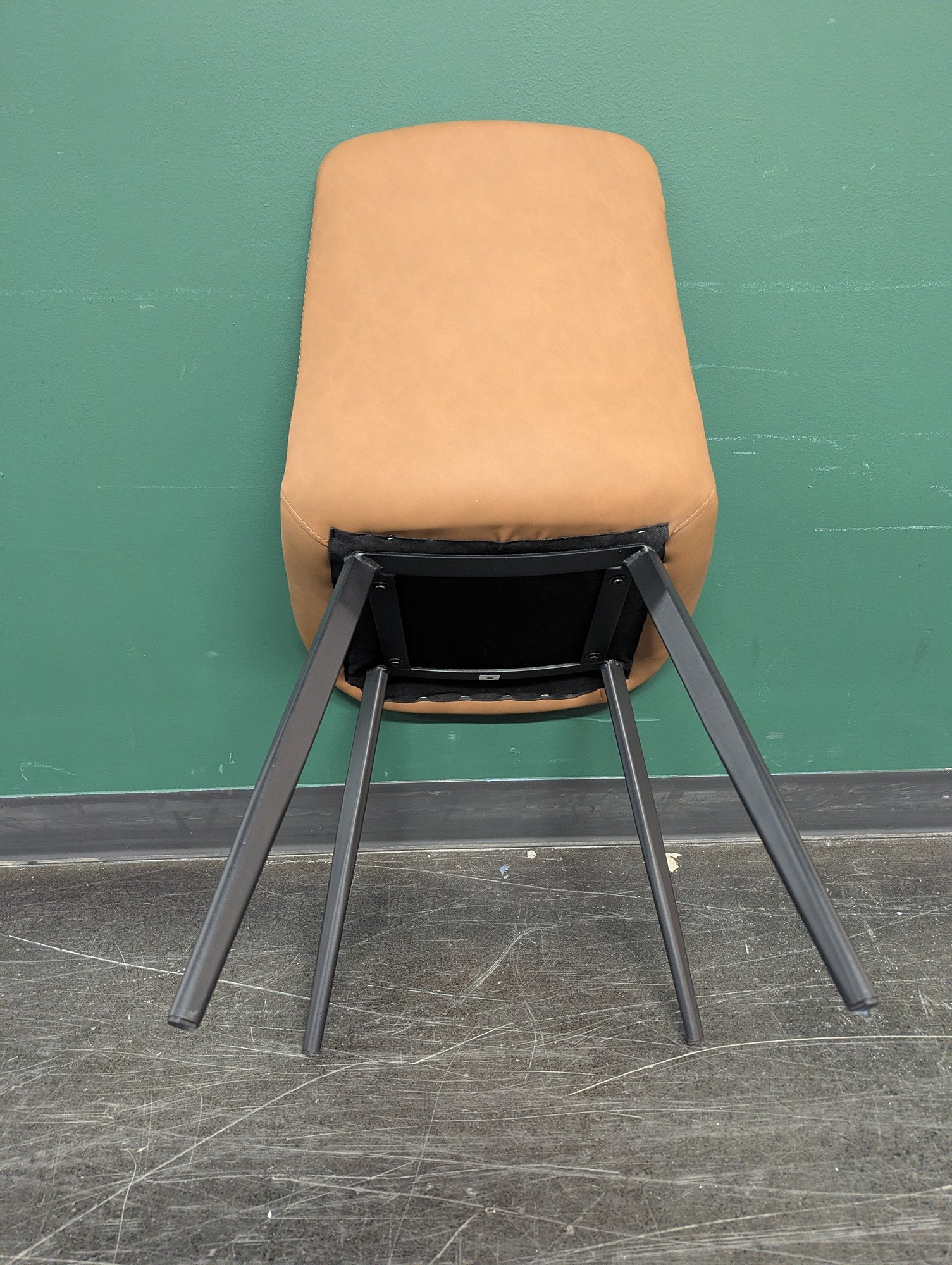 Set of Modern Tan Leatherette Dining Chair with Black Legs