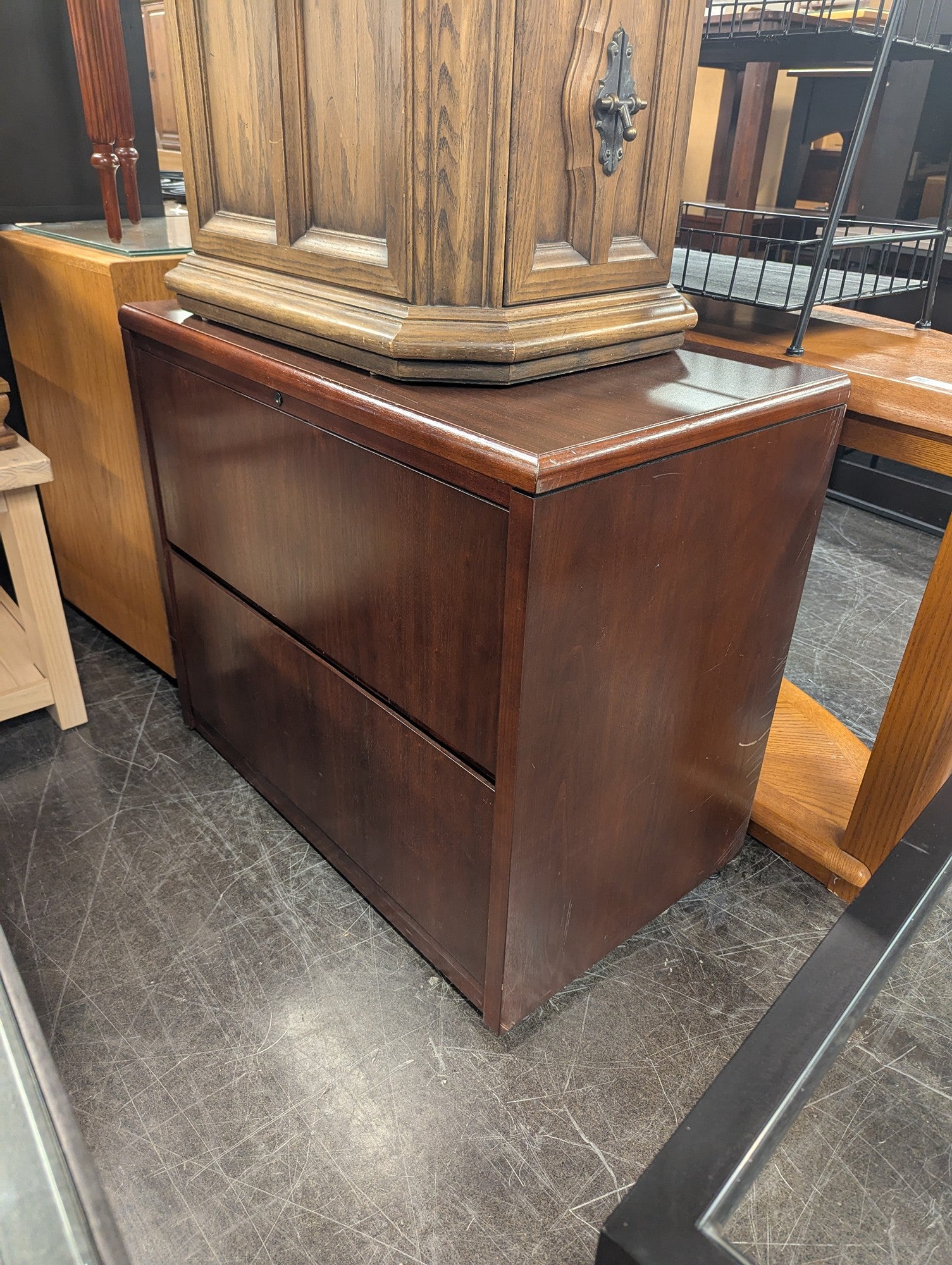 Rich Mahogany Two-Drawer Lateral File Cabinet