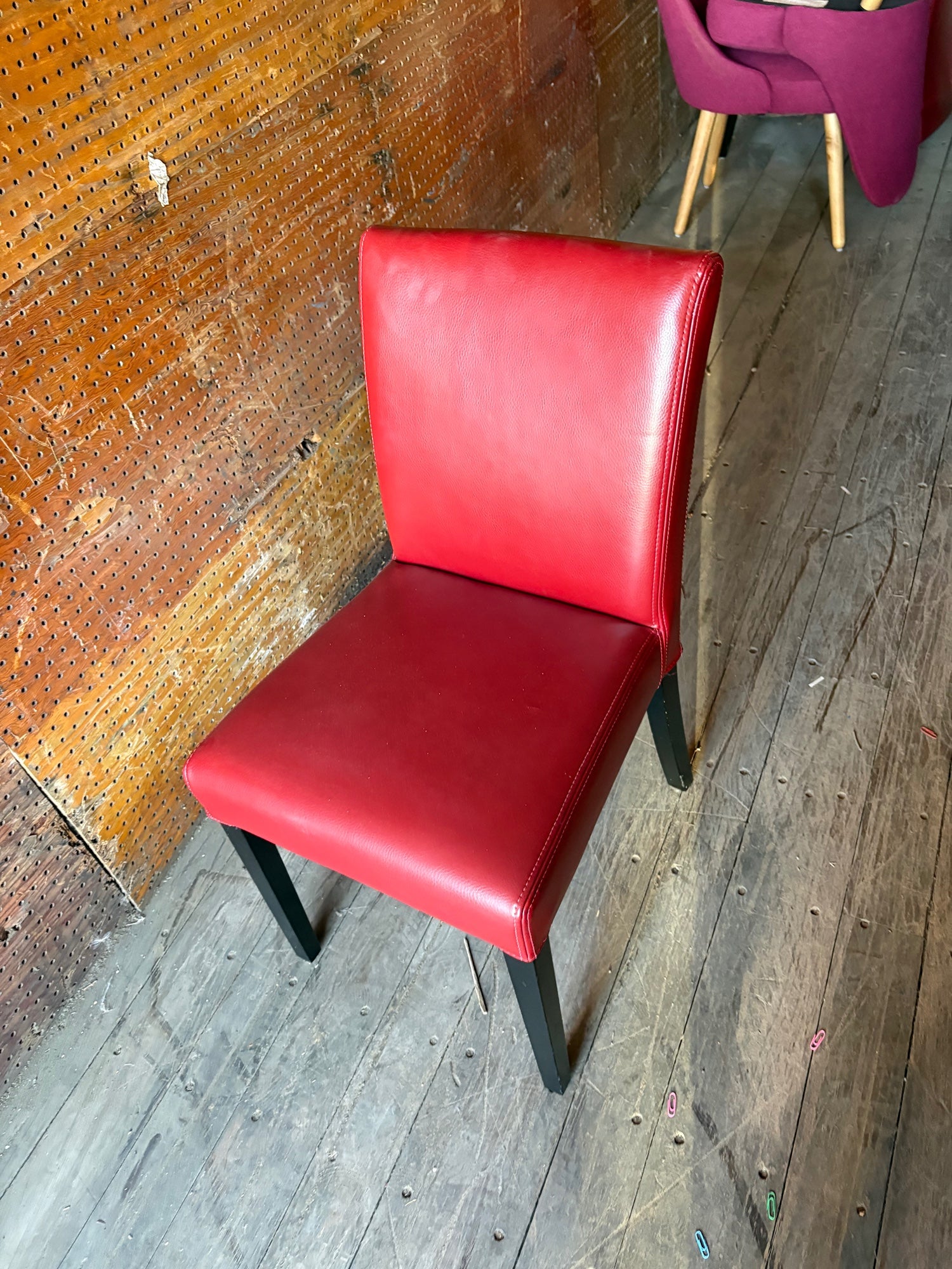 Vibrant Red Leather Dining Chair