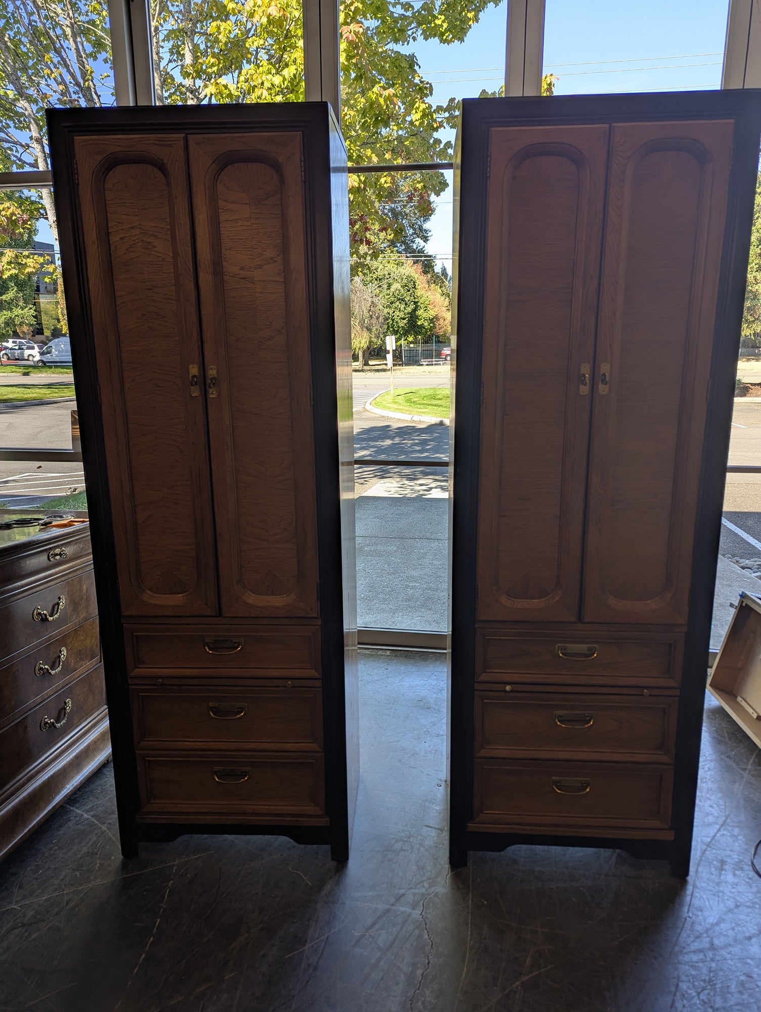 Thomasville Modern Mid Century Headboard with Armoire Set