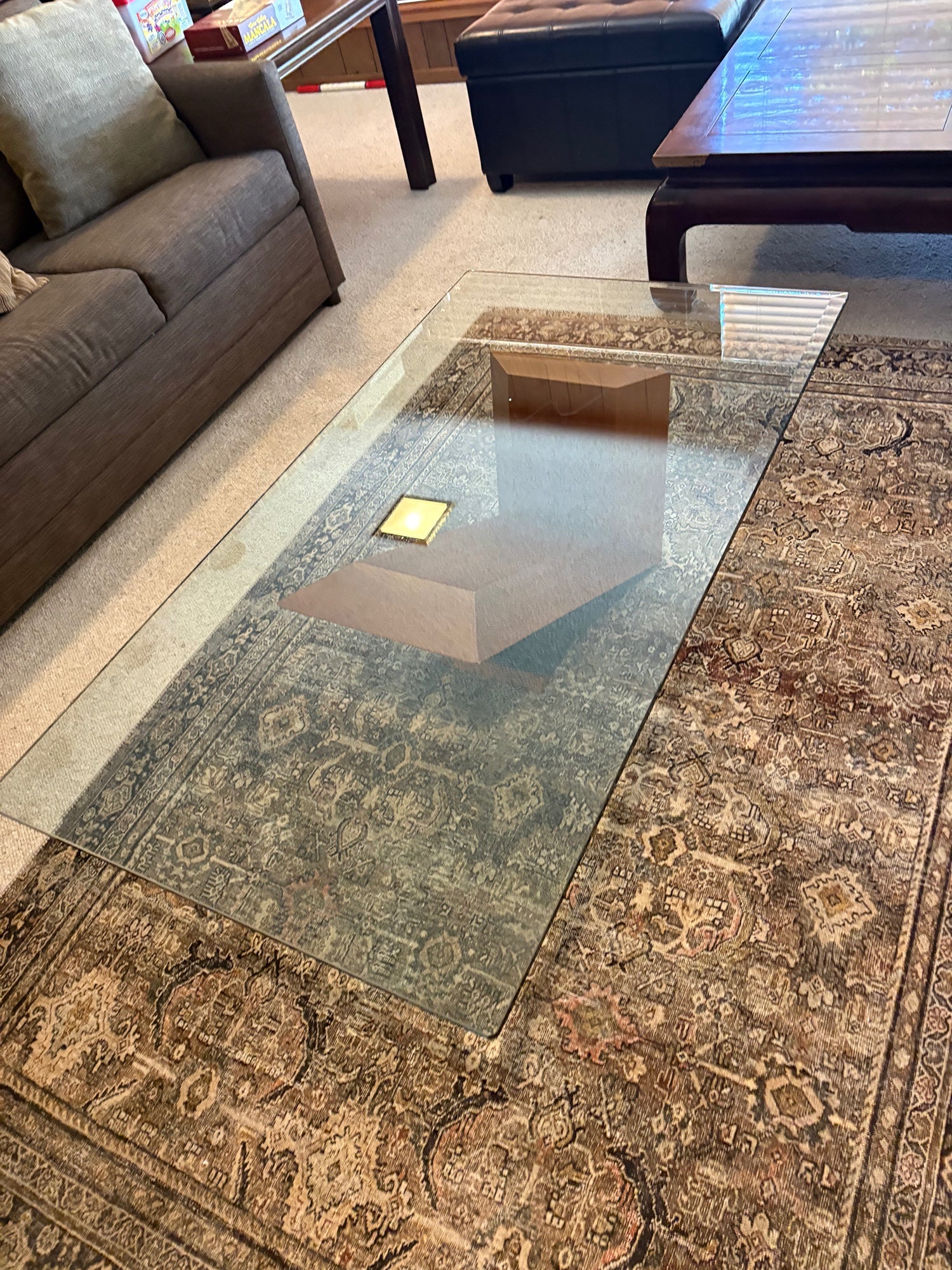 Cattelan Italia Mid Century Modern Glass-Top Coffee Table with Wood Base