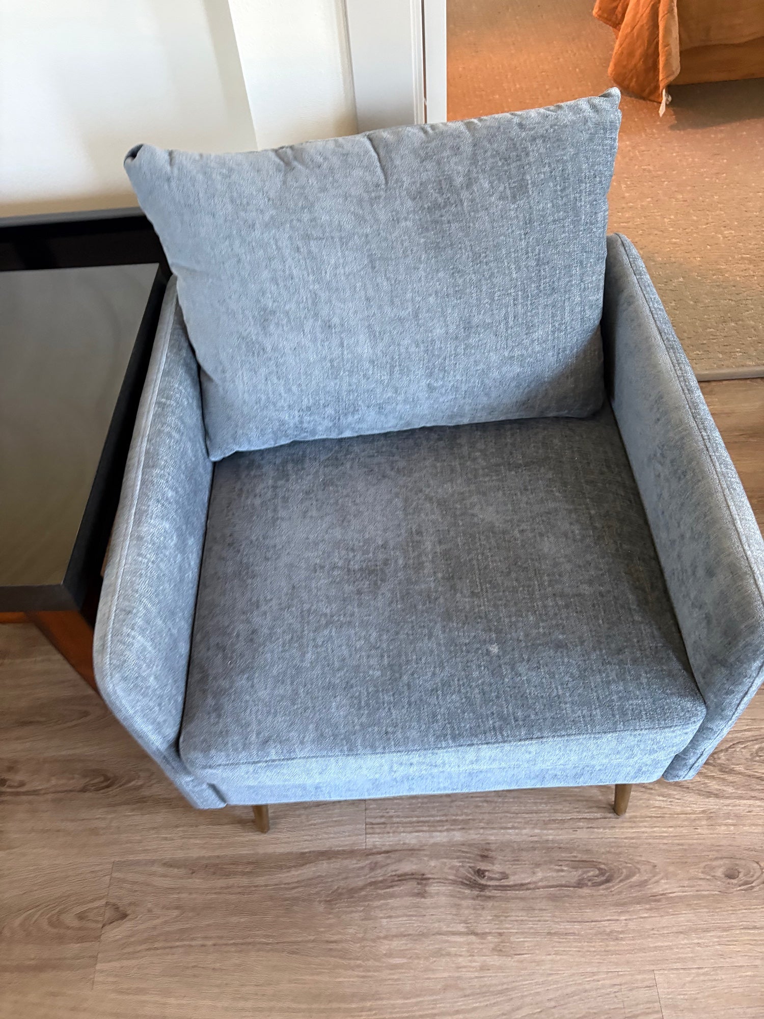 Mid-Century Modern Gray Fabric Club Chair