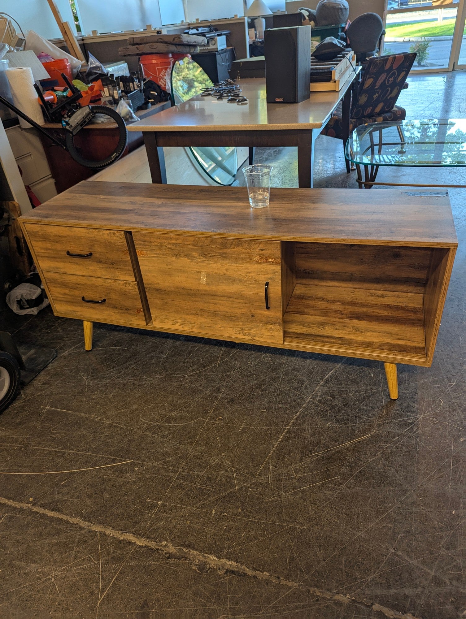 Mid-Century Modern Wood Media Console