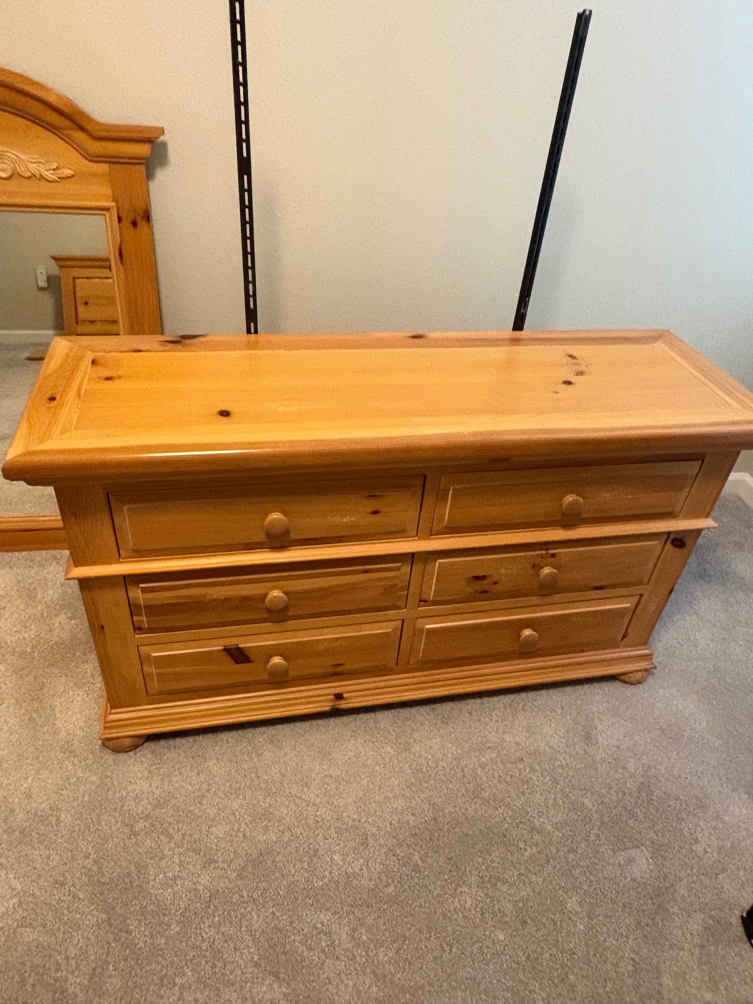 Broyhill Light Wood Six Drawer Dresser with Mirror