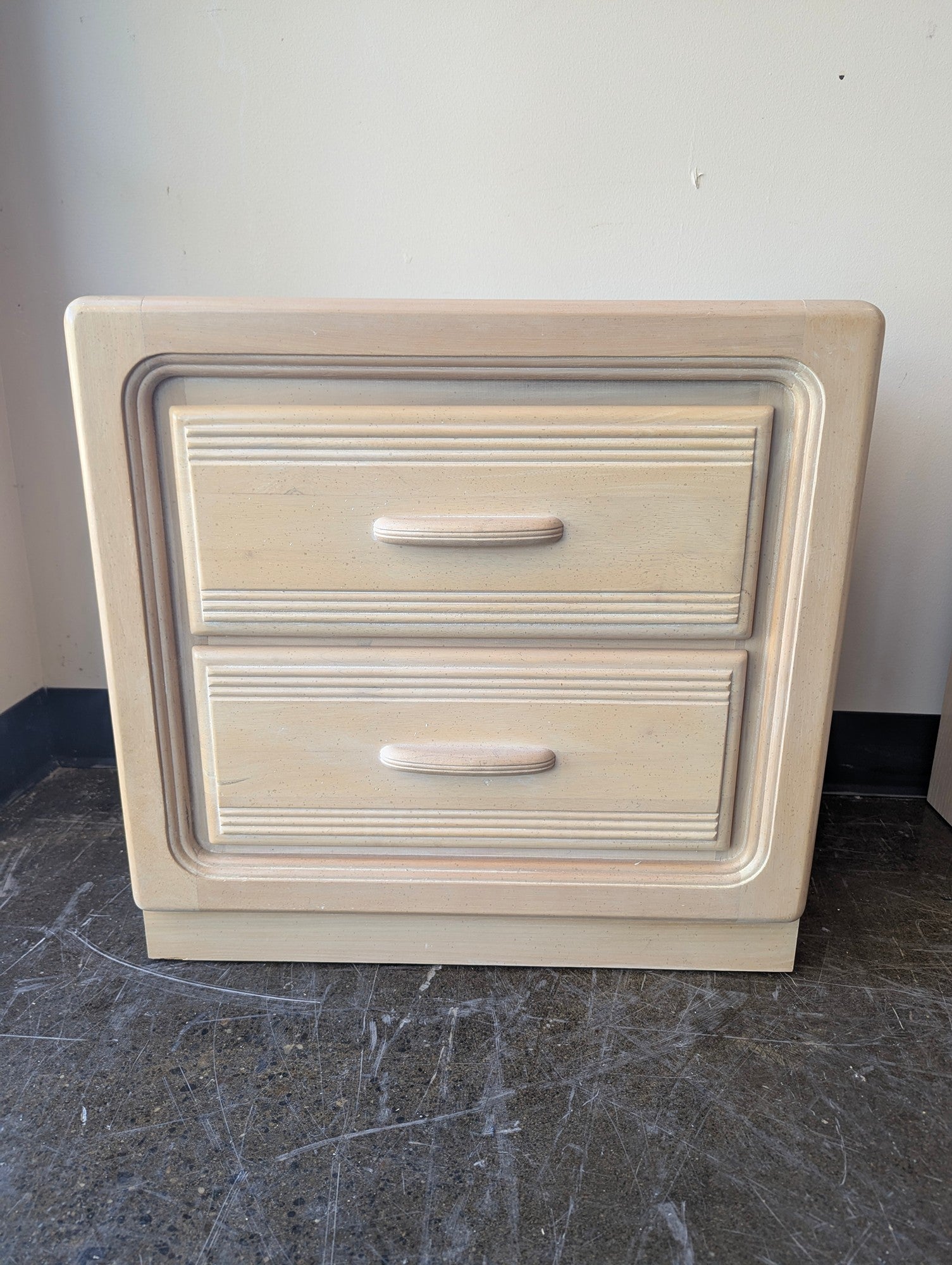 Vintage Light Beige Two-Drawer Nightstand