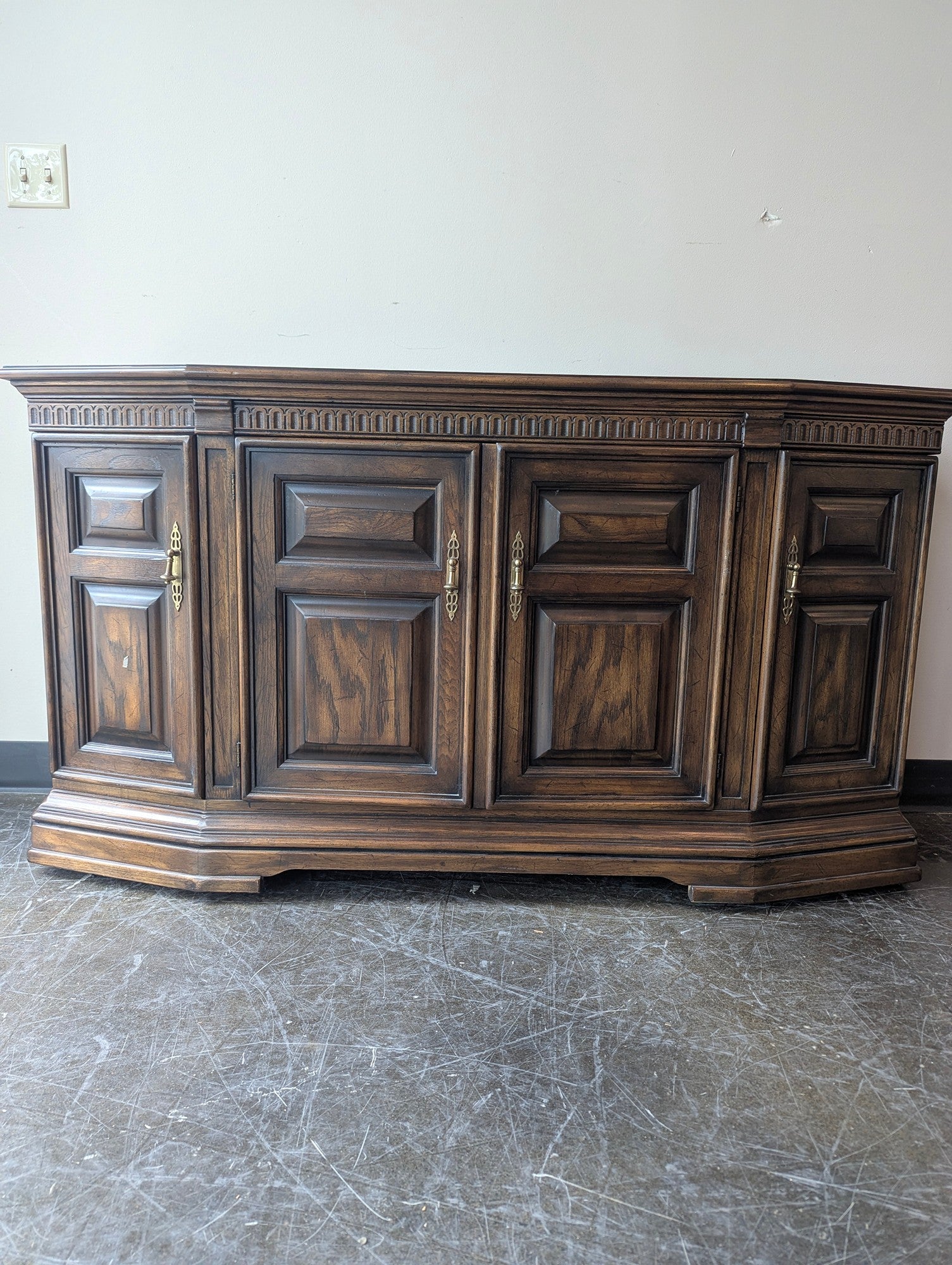 Drexel Traditional Dark Wood Four-Door Sideboard