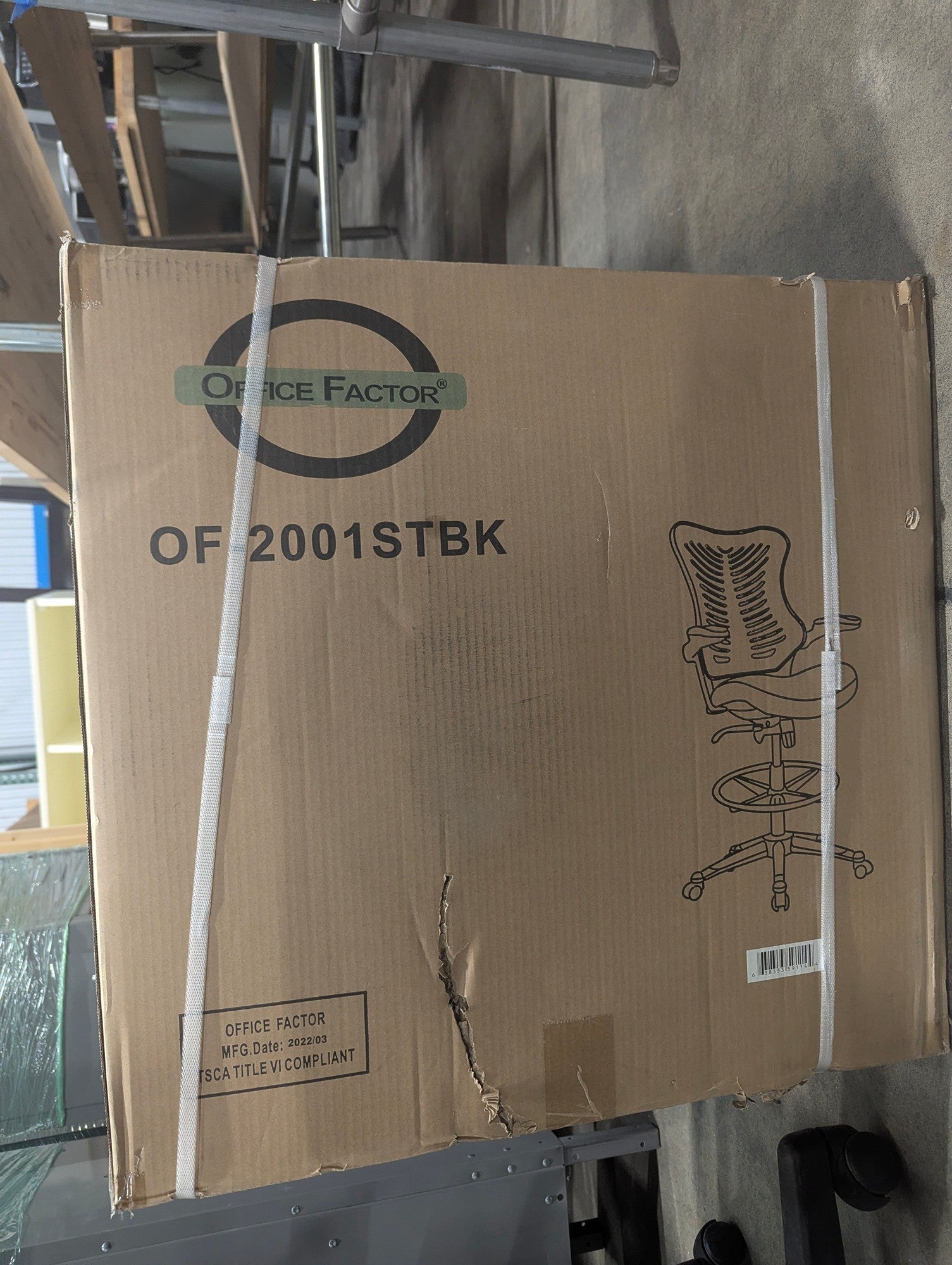 OFFICE FACTOR OF 2001STBK Mesh Back Drafting Chair New In Box ( WAREHOUSE SALE)