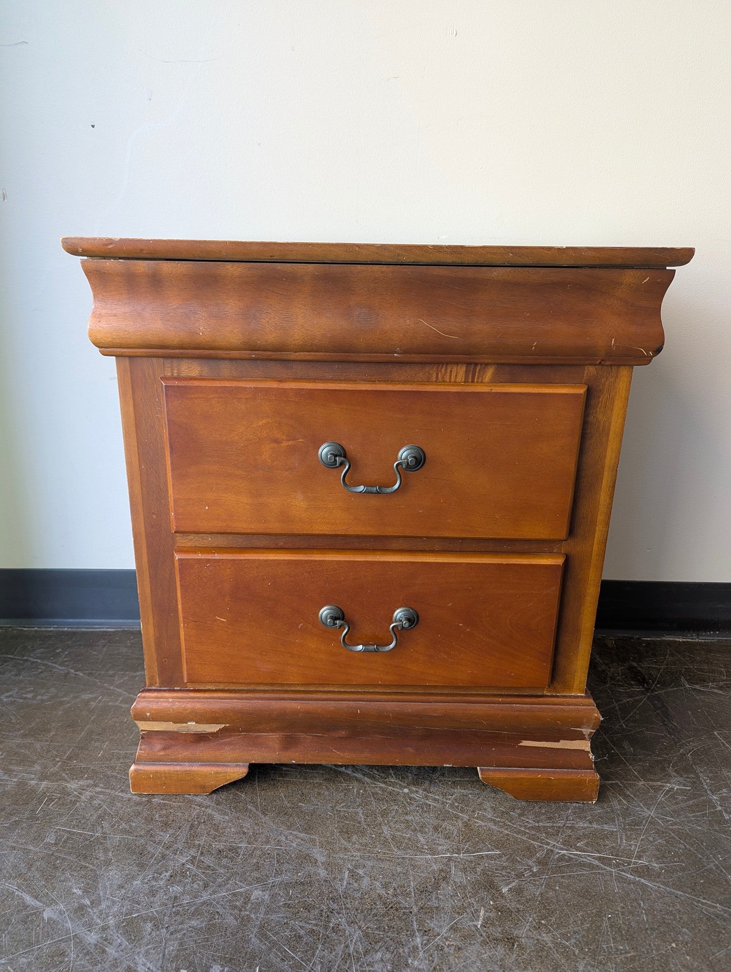 Traditional Wood Nightstand with Two Drawers