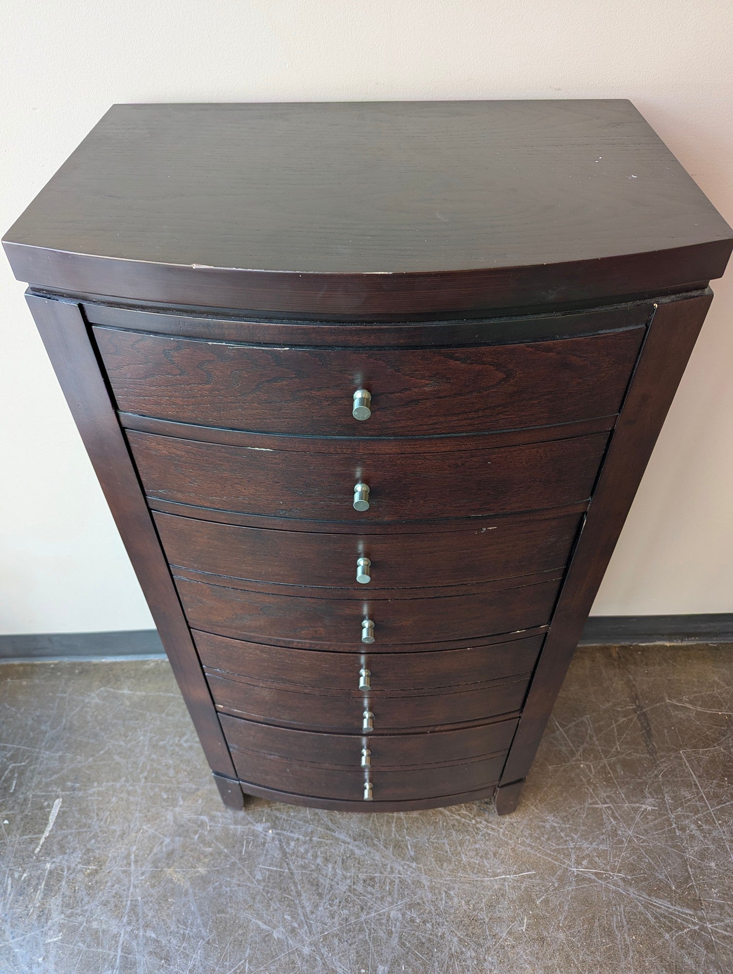 Studio JCP Home Dark Wood Arched Front 7-Drawer Chest