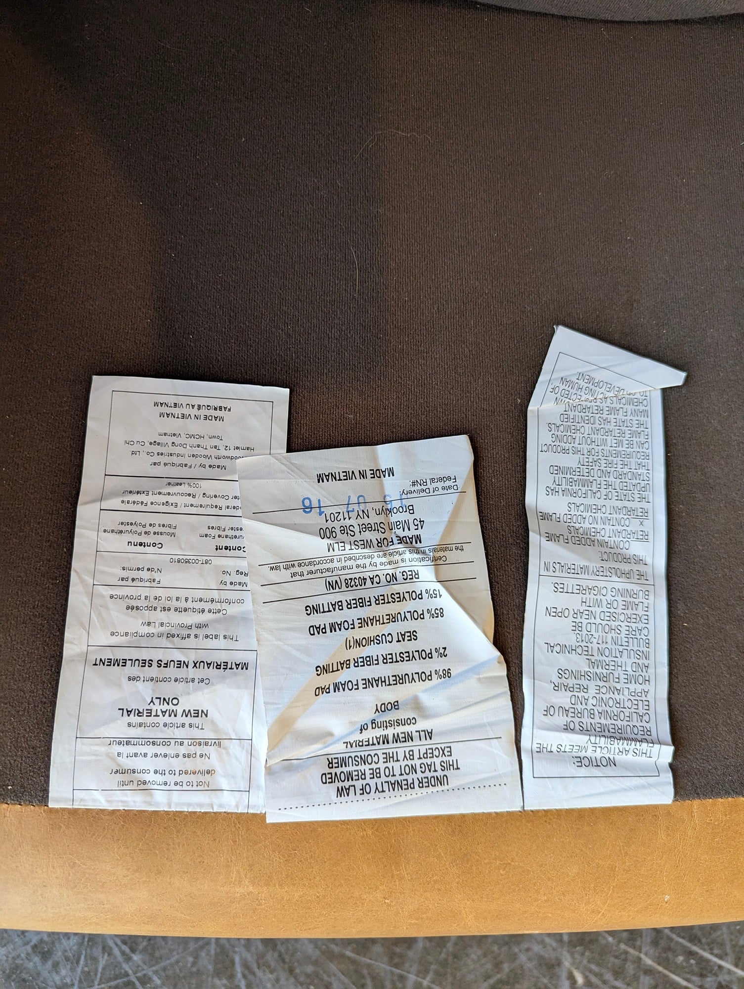 West Elm Tan Leather Wingback Accent Chair