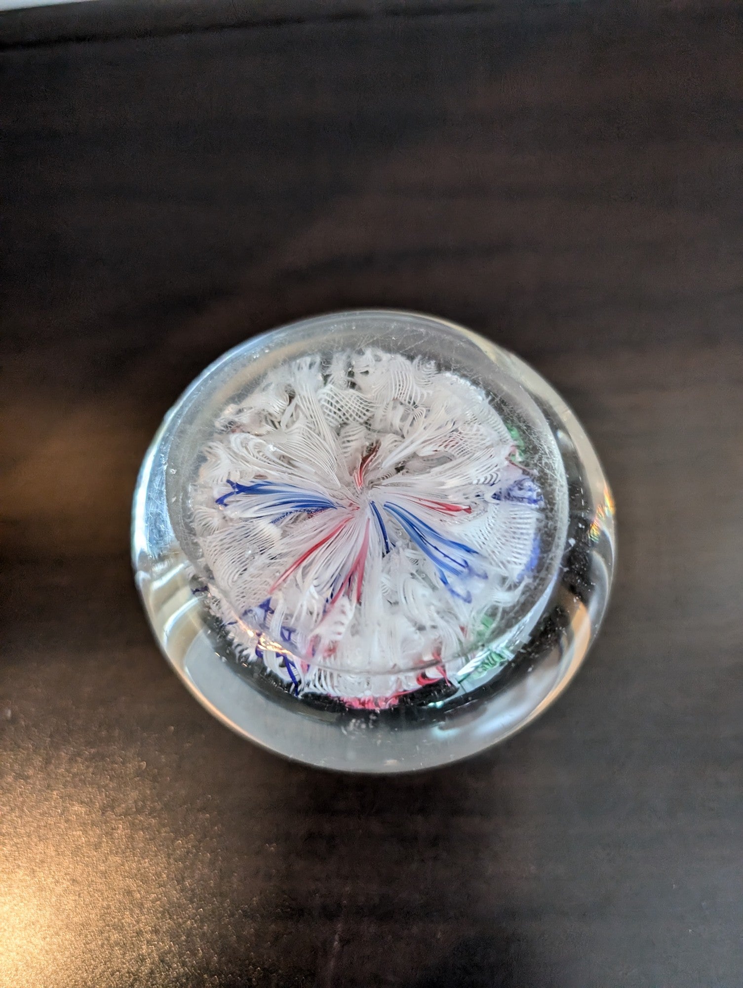 Intricate Floral Millefiori Glass Paperweight