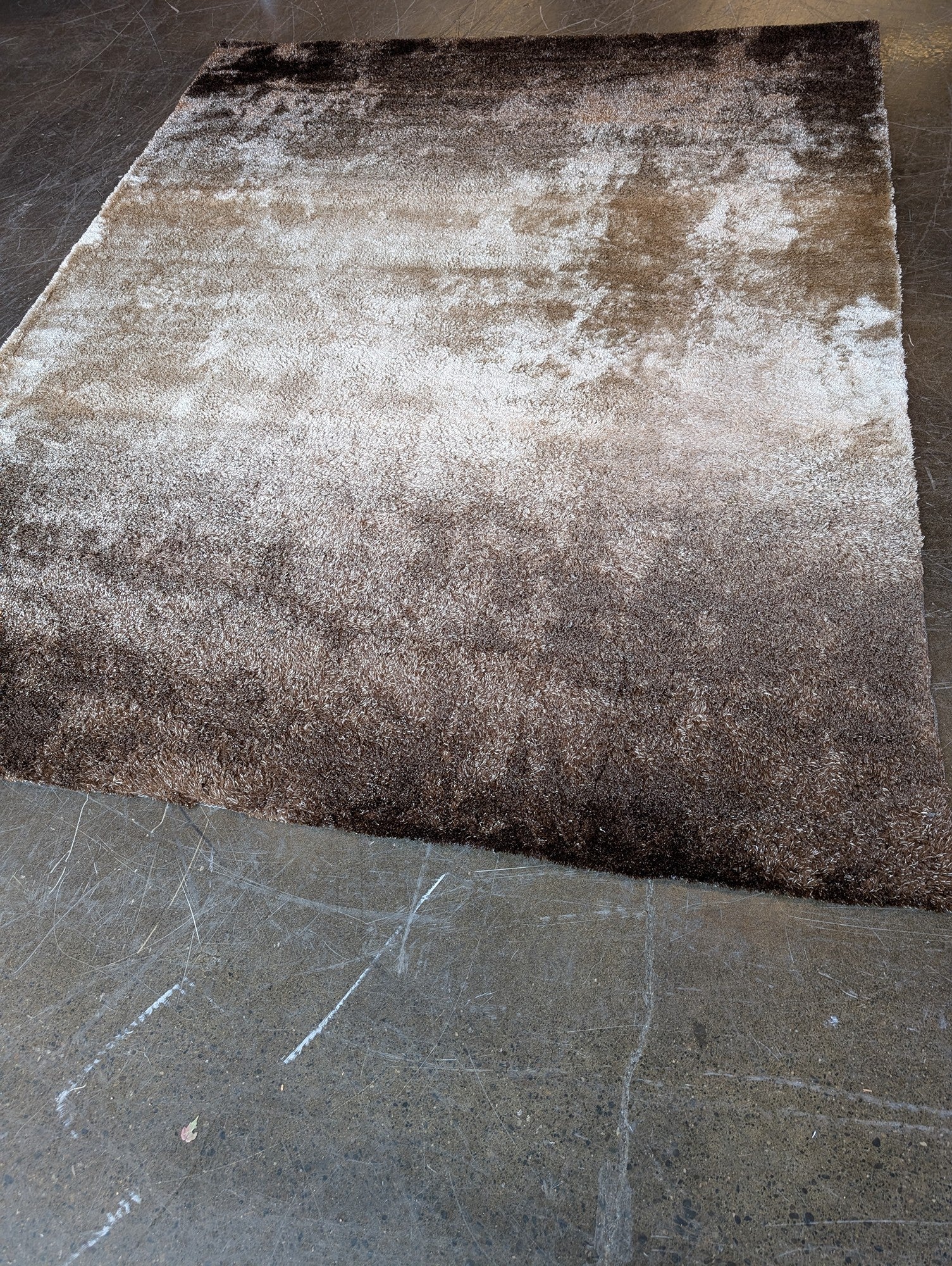 Plush Ombre Shaggy Area Rug - Brown Beige Gradient