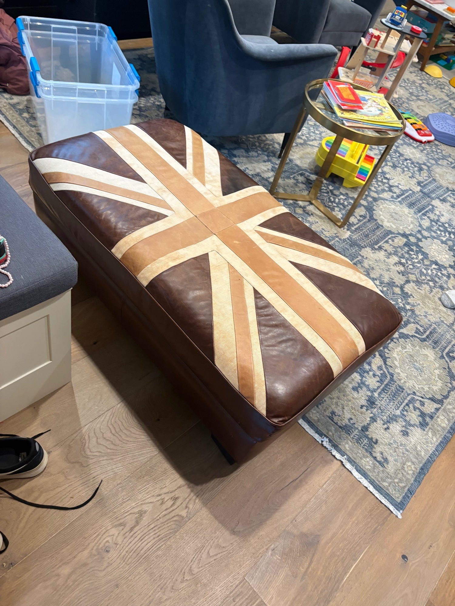 Distinctive Union Jack Leather Ottoman