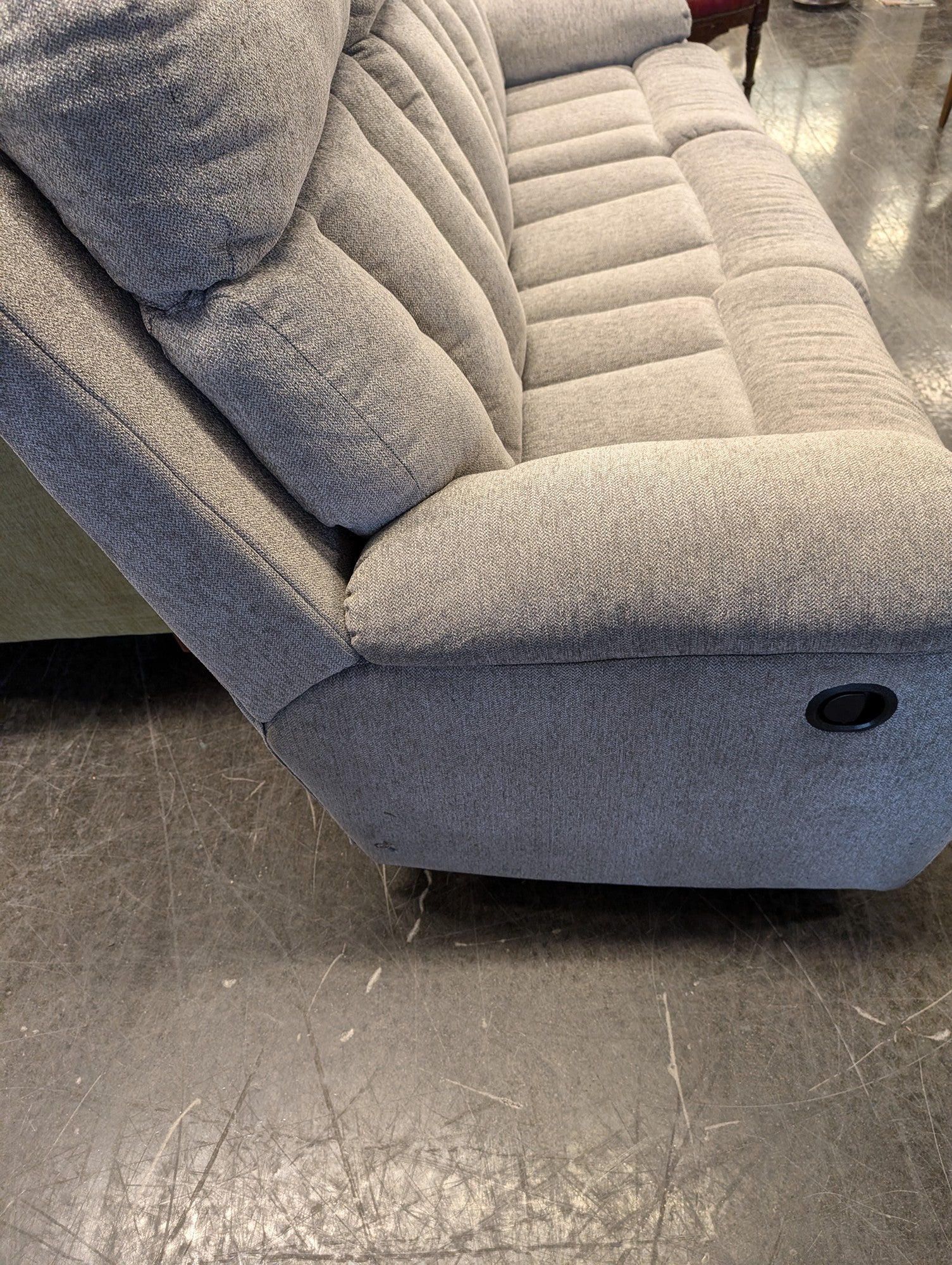 Grey Fabric Triple Recliner Sofa