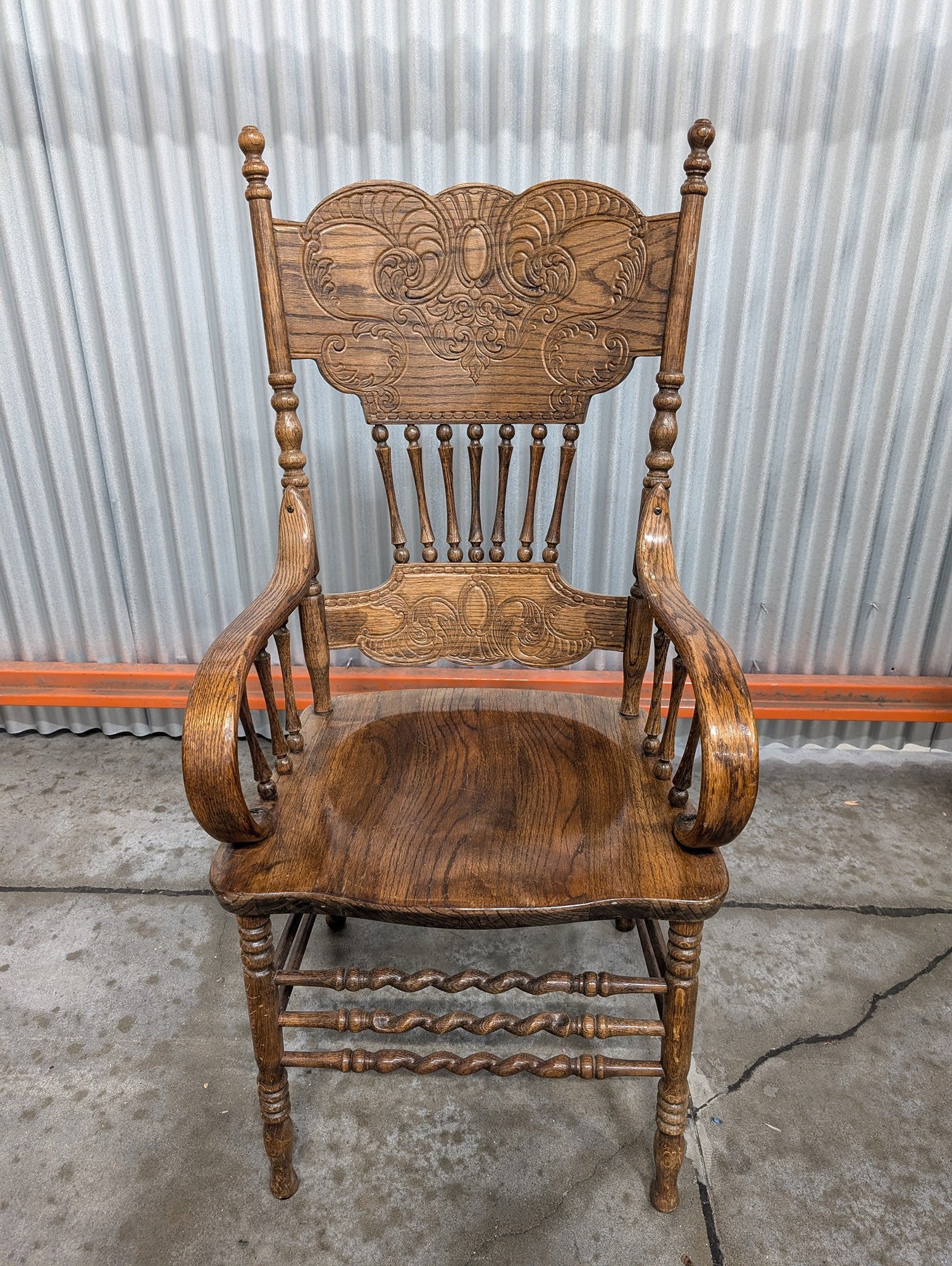 Pair of LL & SONS, INC. 1980 Ornate Carved Wood Armchairs