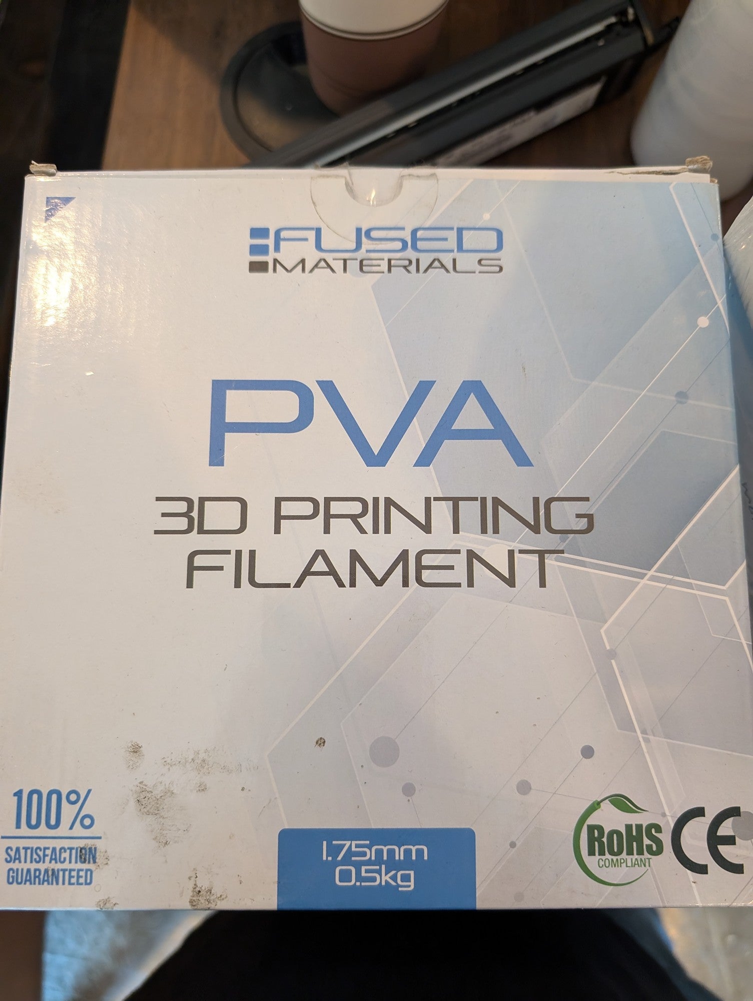 Fused Materials PVA 3D Printing Filament 1.75mm 0.5kg New Water-Soluble