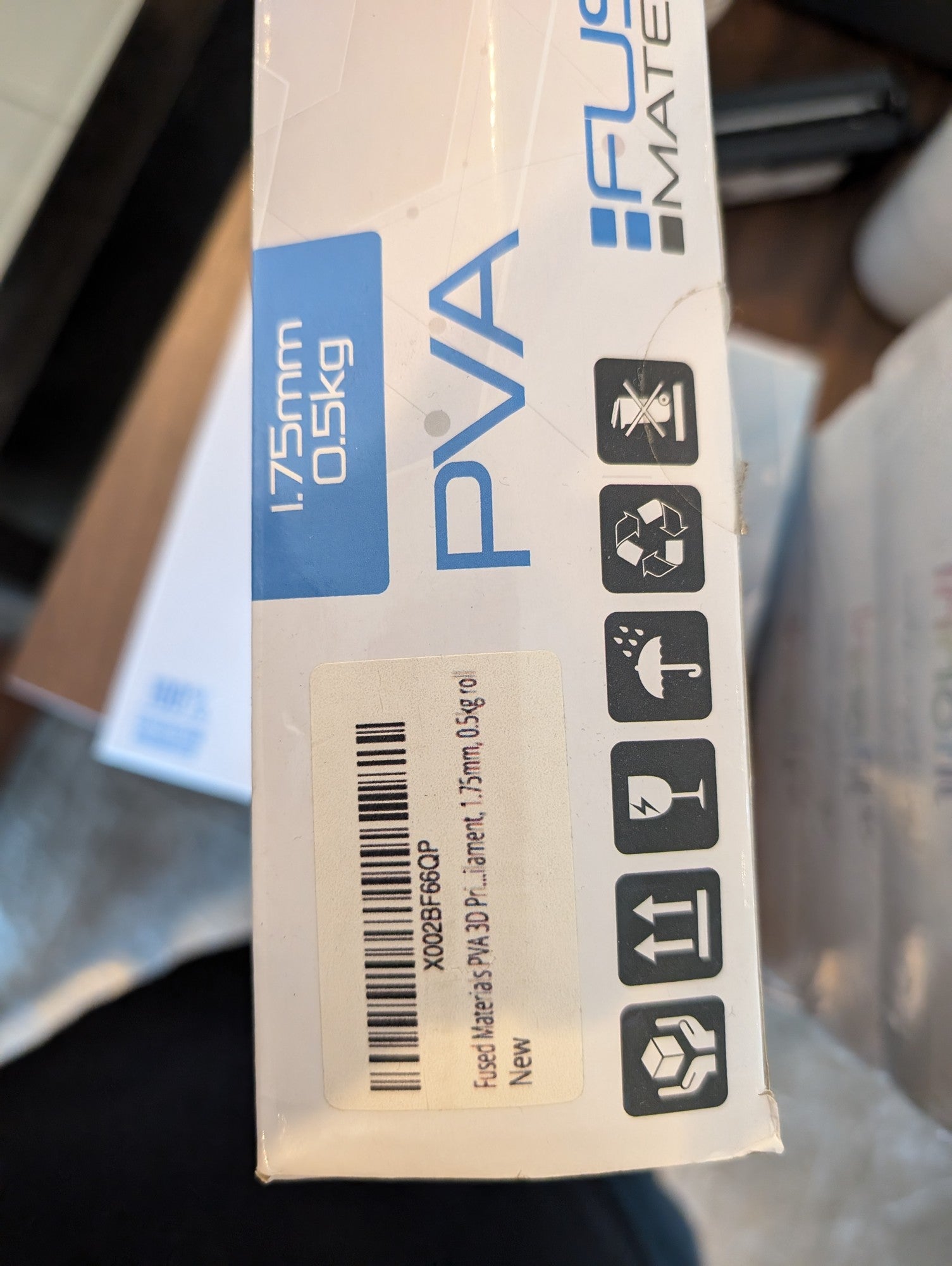 Fused Materials PVA 3D Printing Filament 1.75mm 0.5kg New Water-Soluble