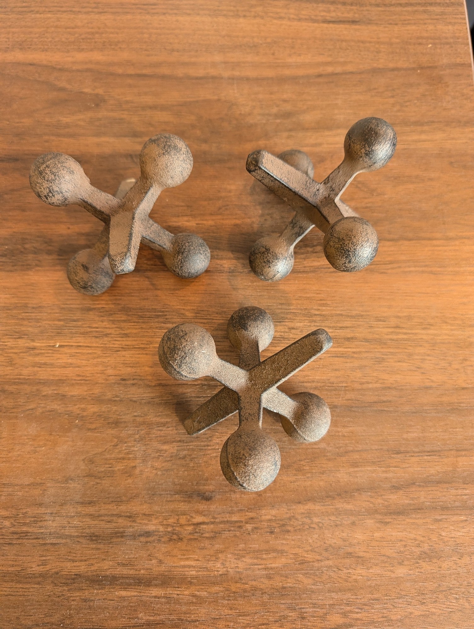 Set of Three Rustic Metal Decorative Jacks