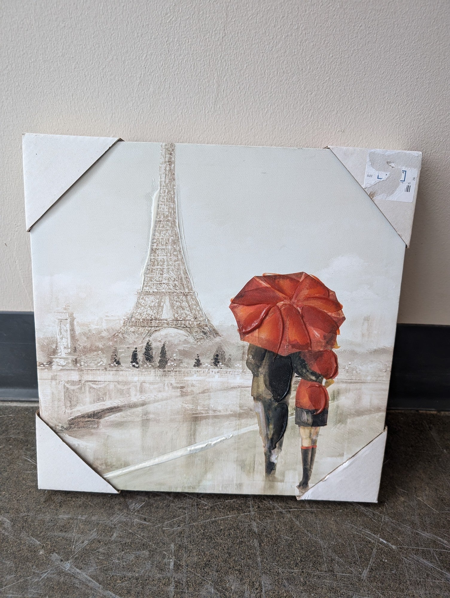 Romantic Parisian Eiffel Tower Couple Canvas Art Print