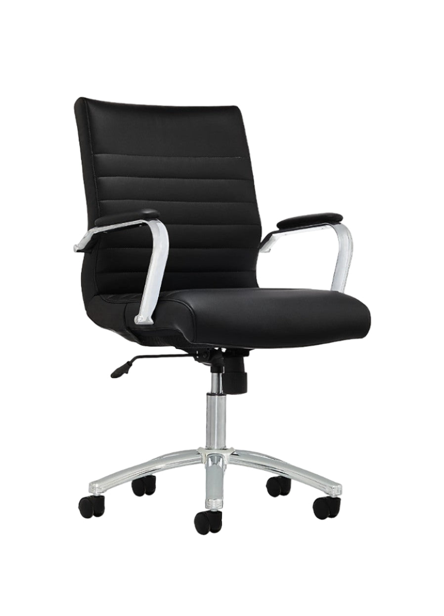 Warehouse sale--LANDSUN Black Ribbed Mid-Back Office Chair