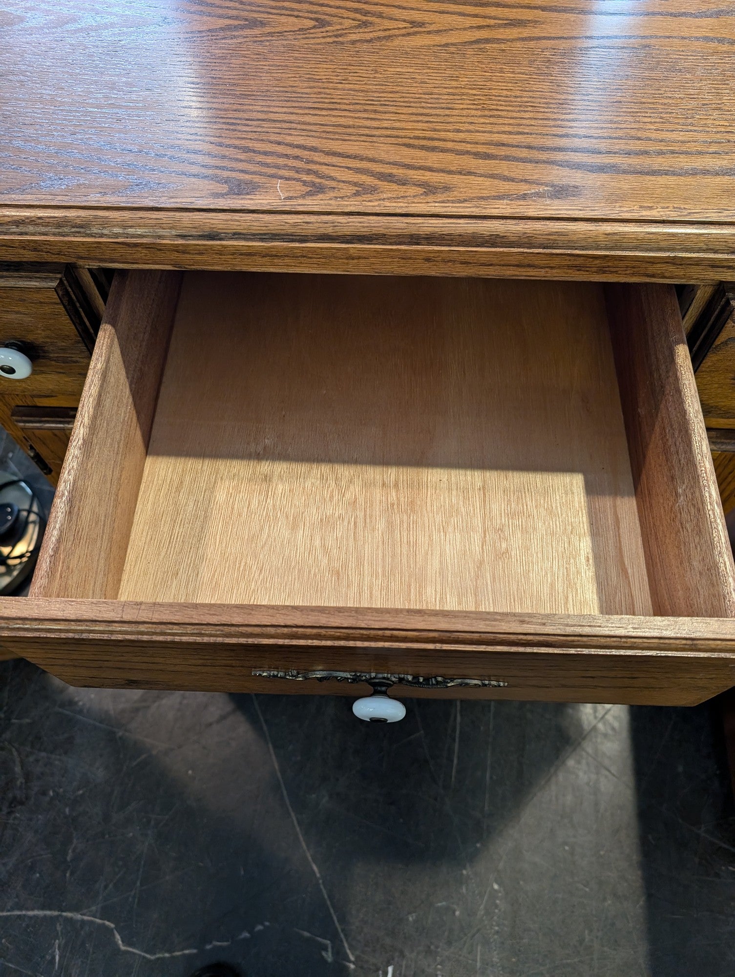 Solid Oak Wood Corner Storage Cabinet with Drawer