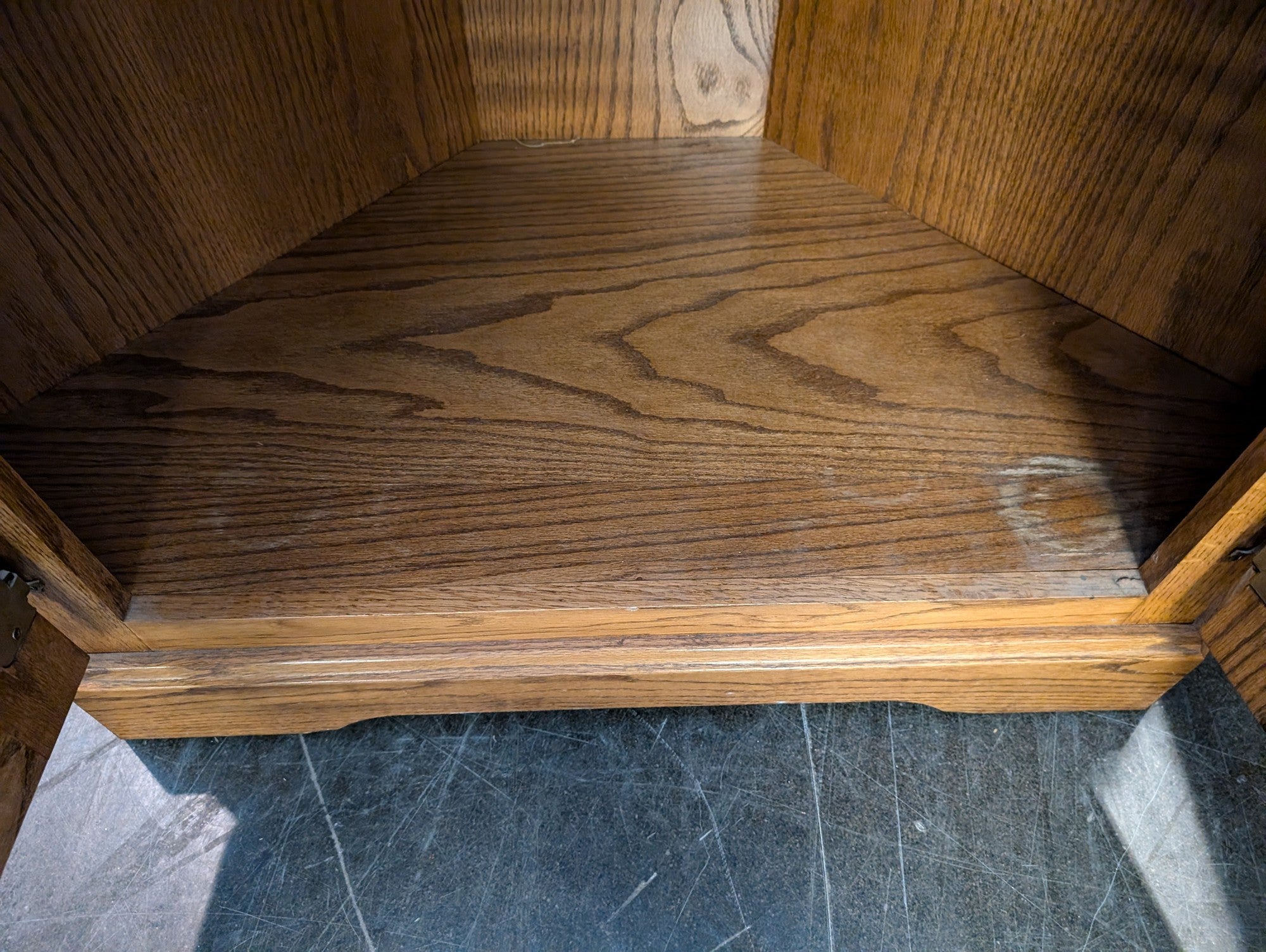 Solid Oak Wood Corner Storage Cabinet with Drawer