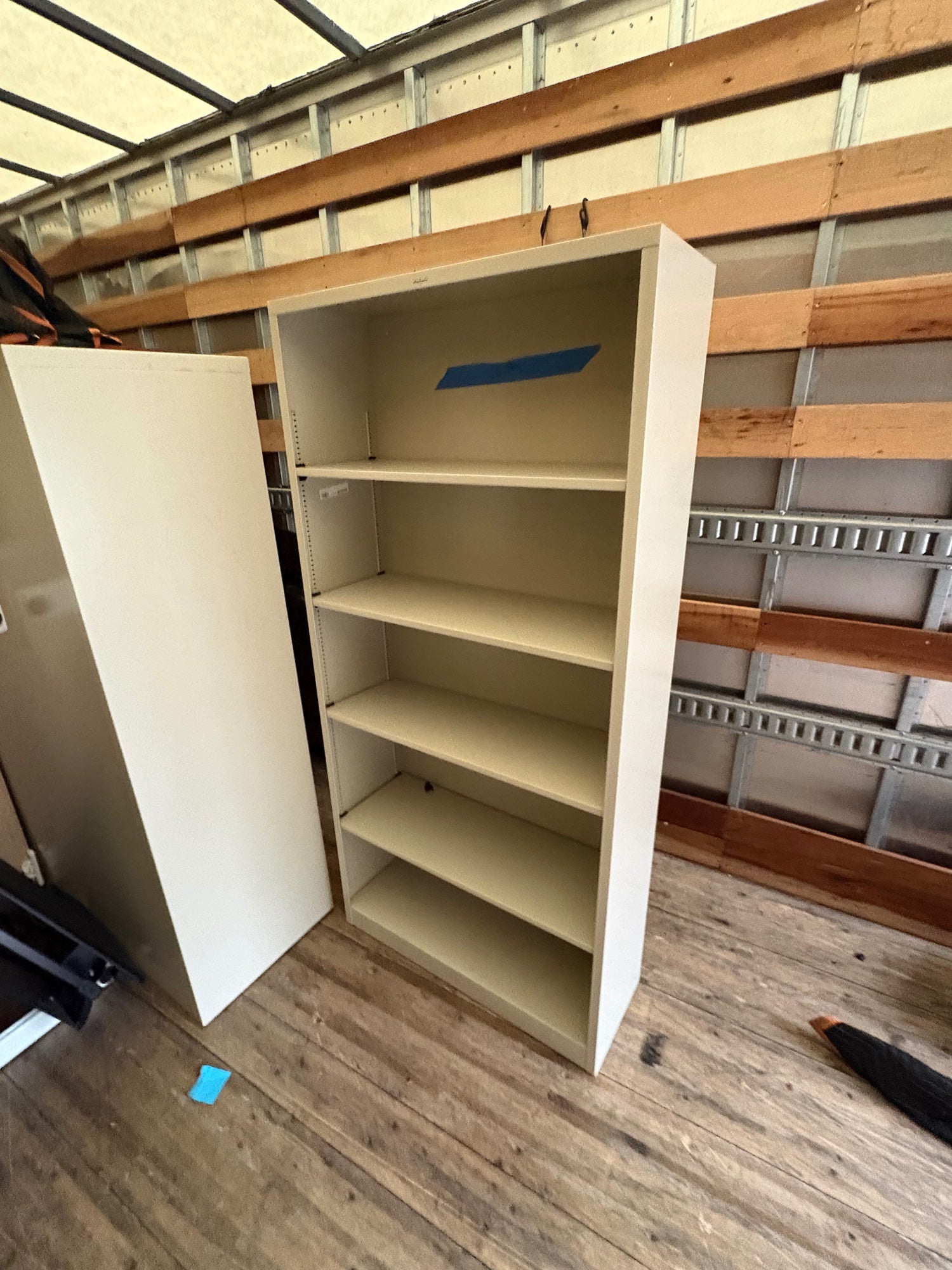 Warehouse sale-- Versatile Beige Metal Storage Bookcase with Adjustable Shelves
