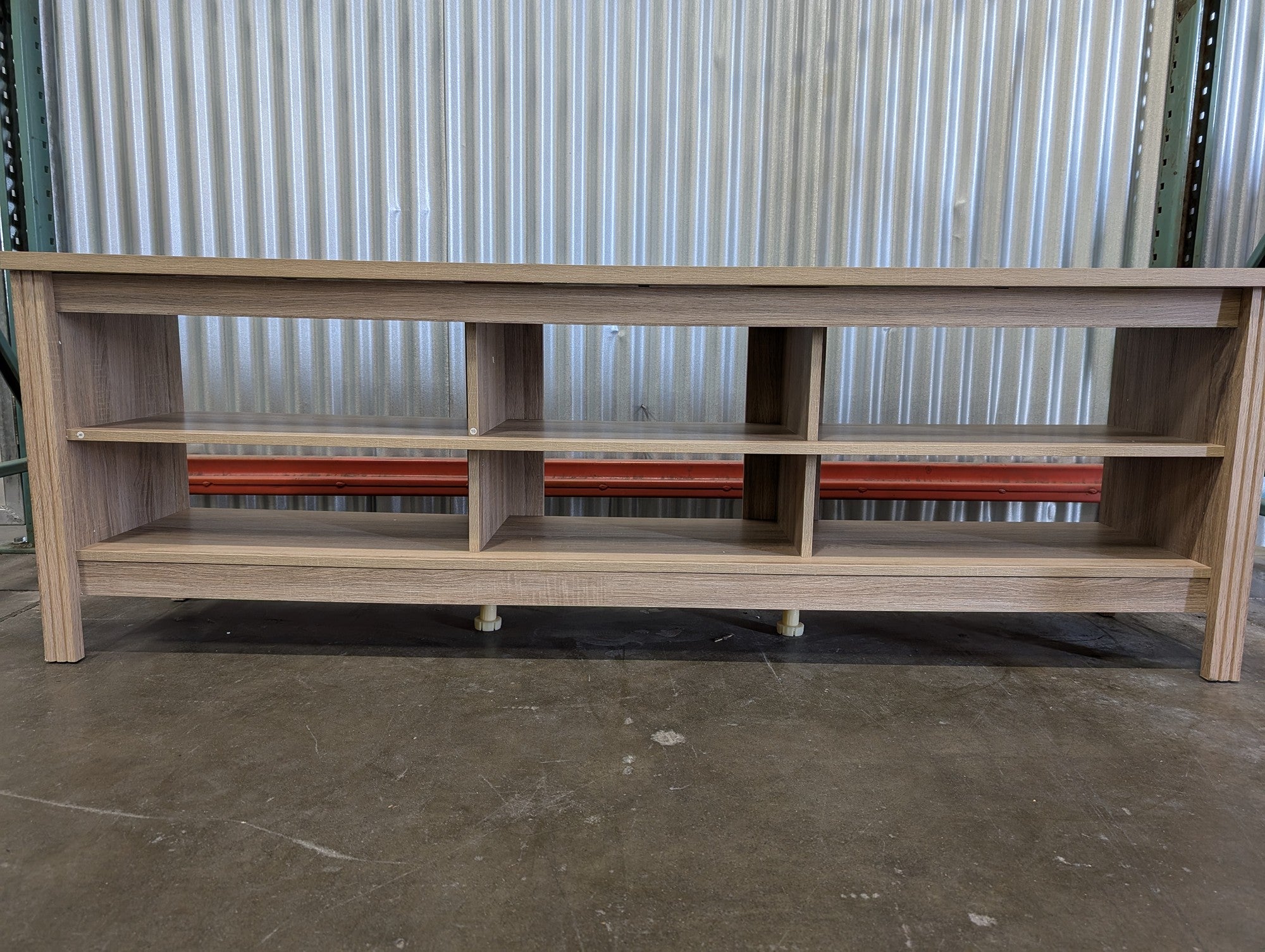 Modern Light Wood Tone Media Console Shelf