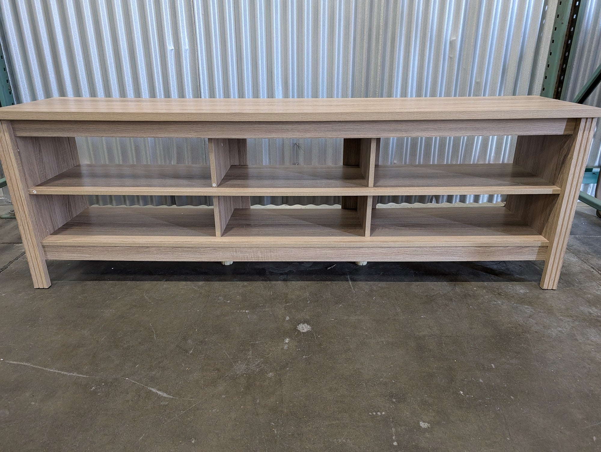 Modern Light Wood Tone Media Console Shelf